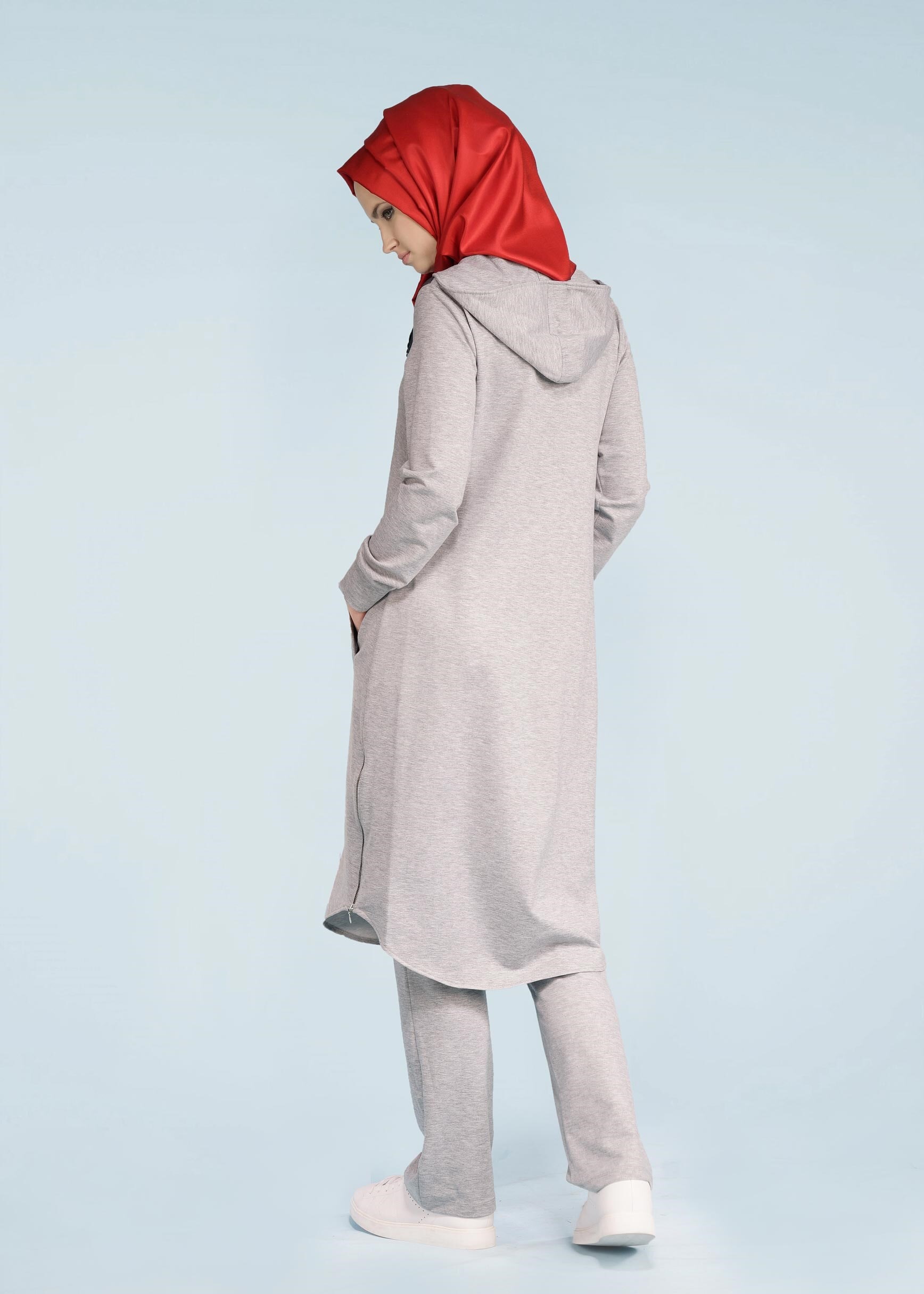 Tesettür giyim GRİ 4098 HİLDA 2&prime;Lİ EŞOFMAN TK.38/46