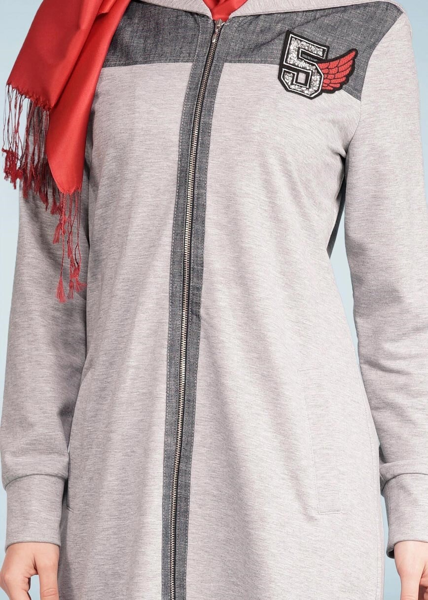 Tesettür giyim GRİ 4098 HİLDA 2&prime;Lİ EŞOFMAN TK.38/46