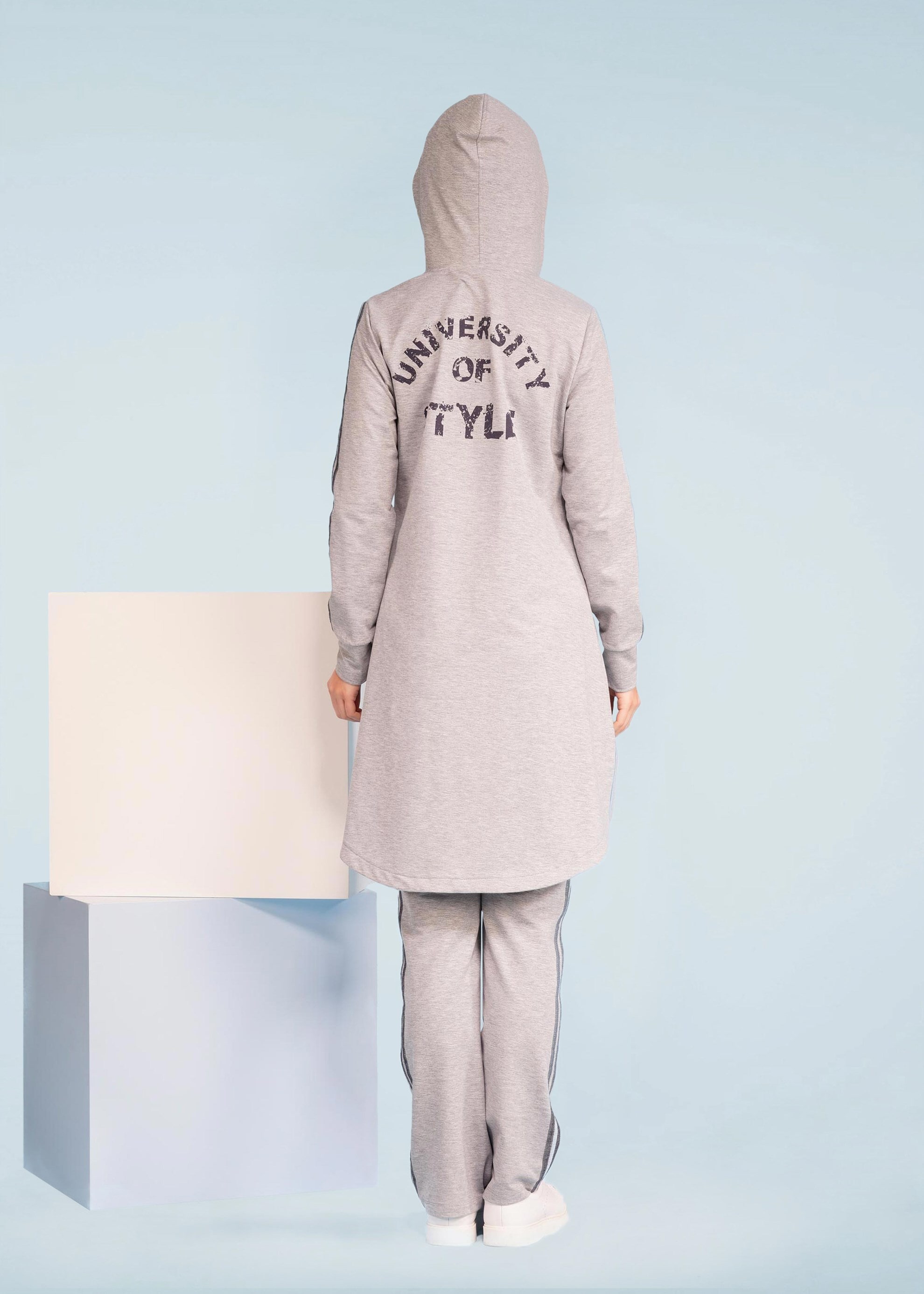 Tesettür giyim GRİ 4150 HİLDA 2&prime;Lİ EŞOFMAN TAKIM 36/44 TEK38