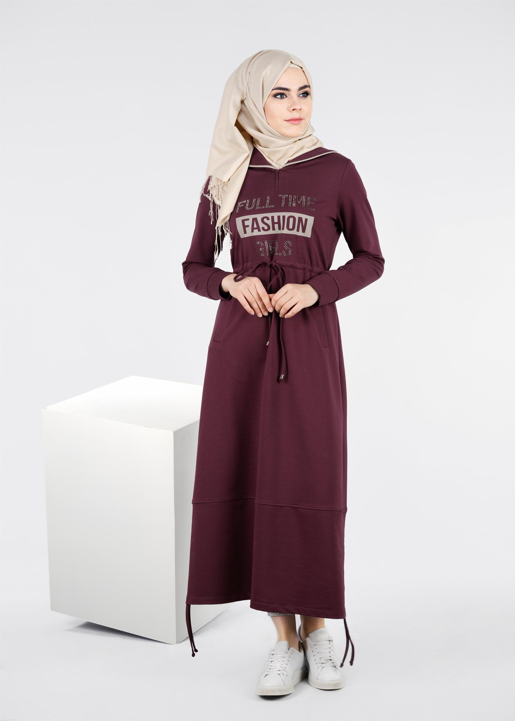 Tesettür giyim MÜRDÜM 4167 HİLDA TESETTÜR EŞOFMAN ELBİSE 36/44