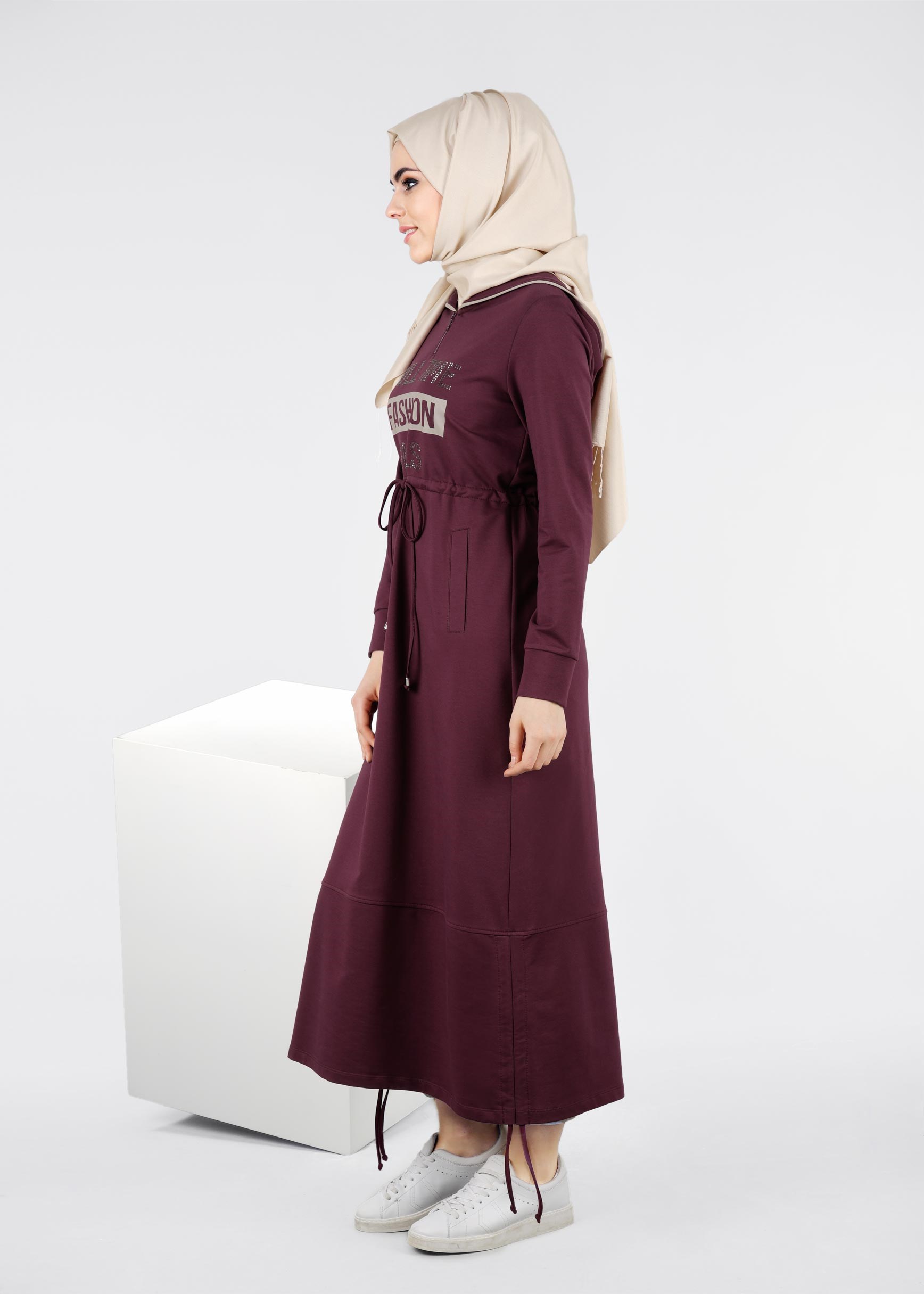 Tesettür giyim MÜRDÜM 4167 HİLDA TESETTÜR EŞOFMAN ELBİSE 36/44