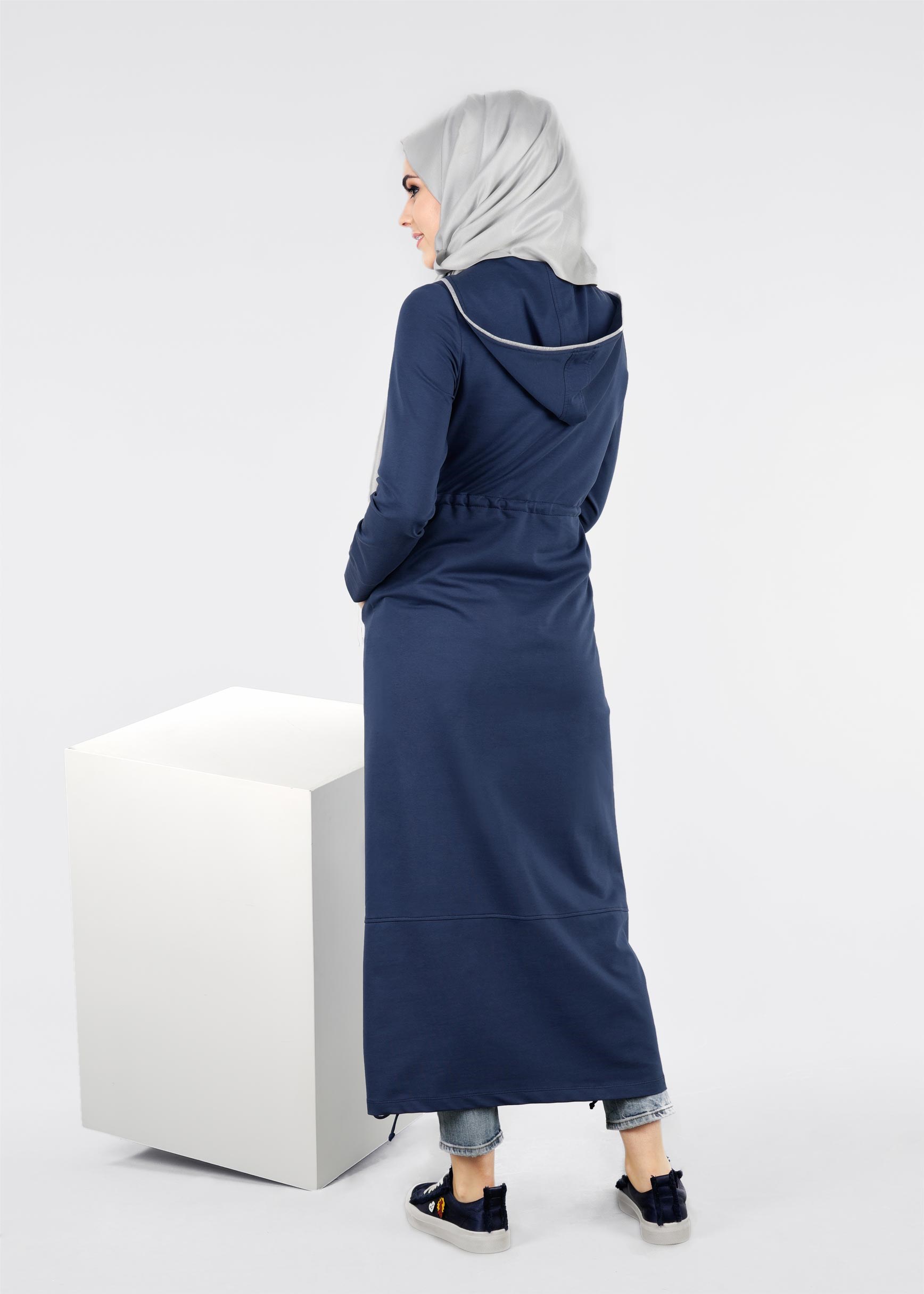 Tesettür giyim LACİVERT 4167 HİLDA TESETTÜR EŞOFMAN ELBİSE 36/44