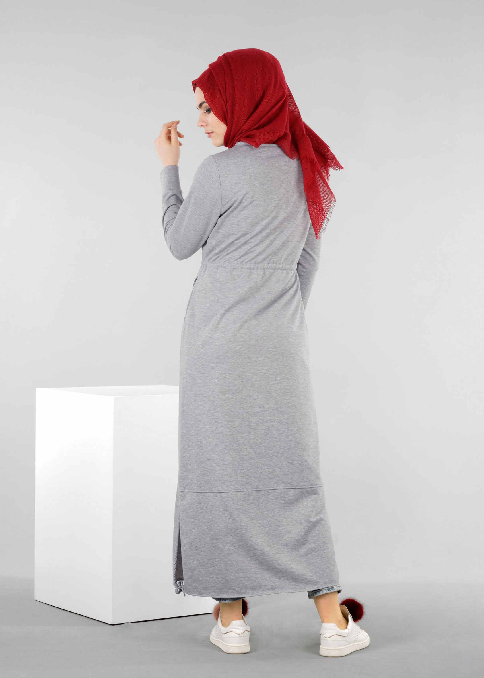 Tesettür giyim GRİ 4207 HİLDA TESETTÜR EŞOFMAN ELBİSE 36/42