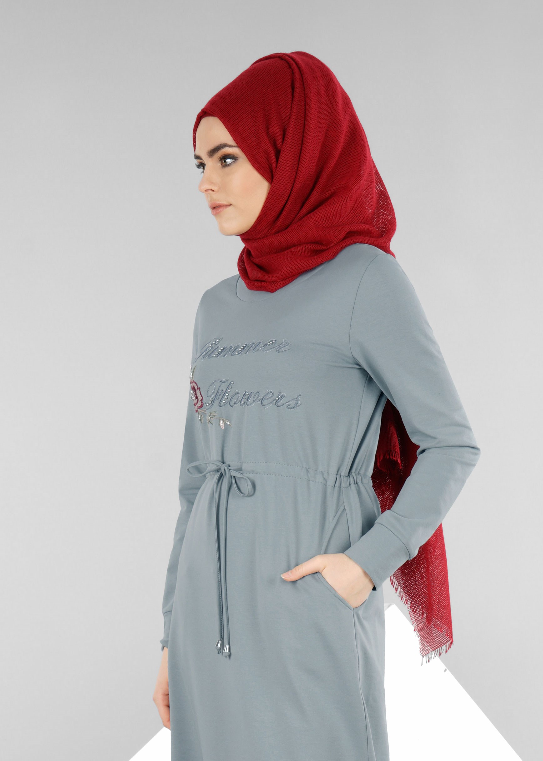 Tesettür giyim MAVİ 4207 HİLDA TESETTÜR EŞOFMAN ELBİSE 36/42