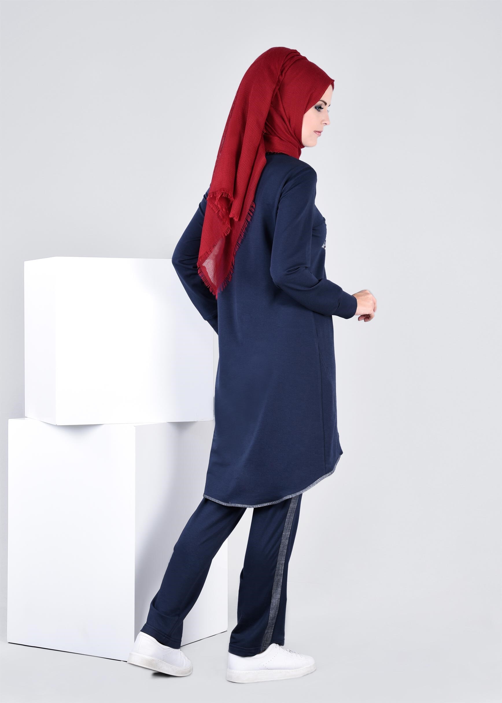 Tesettür giyim LACİVERT 4362 HİLDA 2&prime;Lİ EŞOFMAN TAKIM 38/44 TEK40