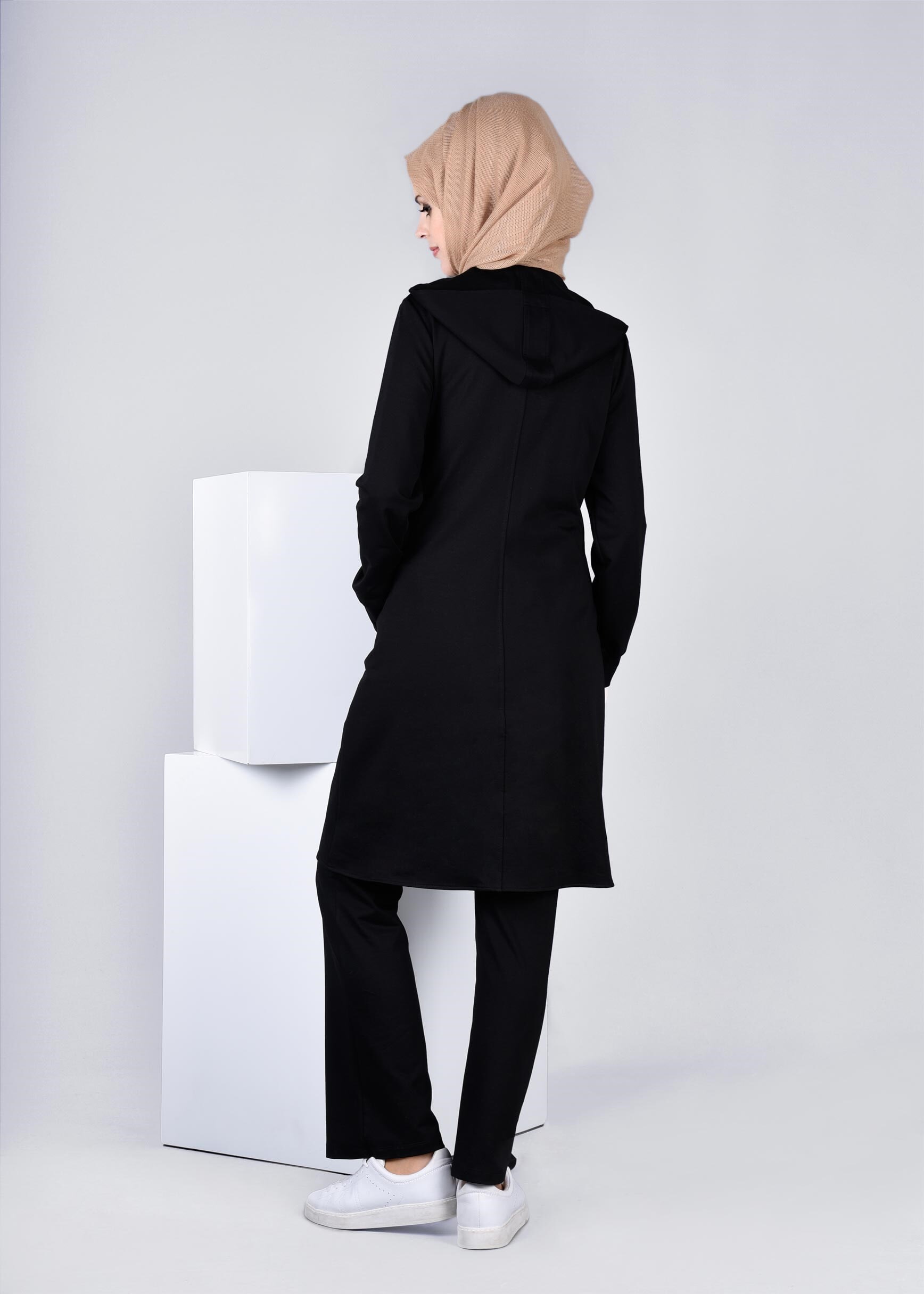 Tesettür giyim SİYAH 4363 HİLDA 2&prime;Lİ EŞOFMAN TAKIM 38/48