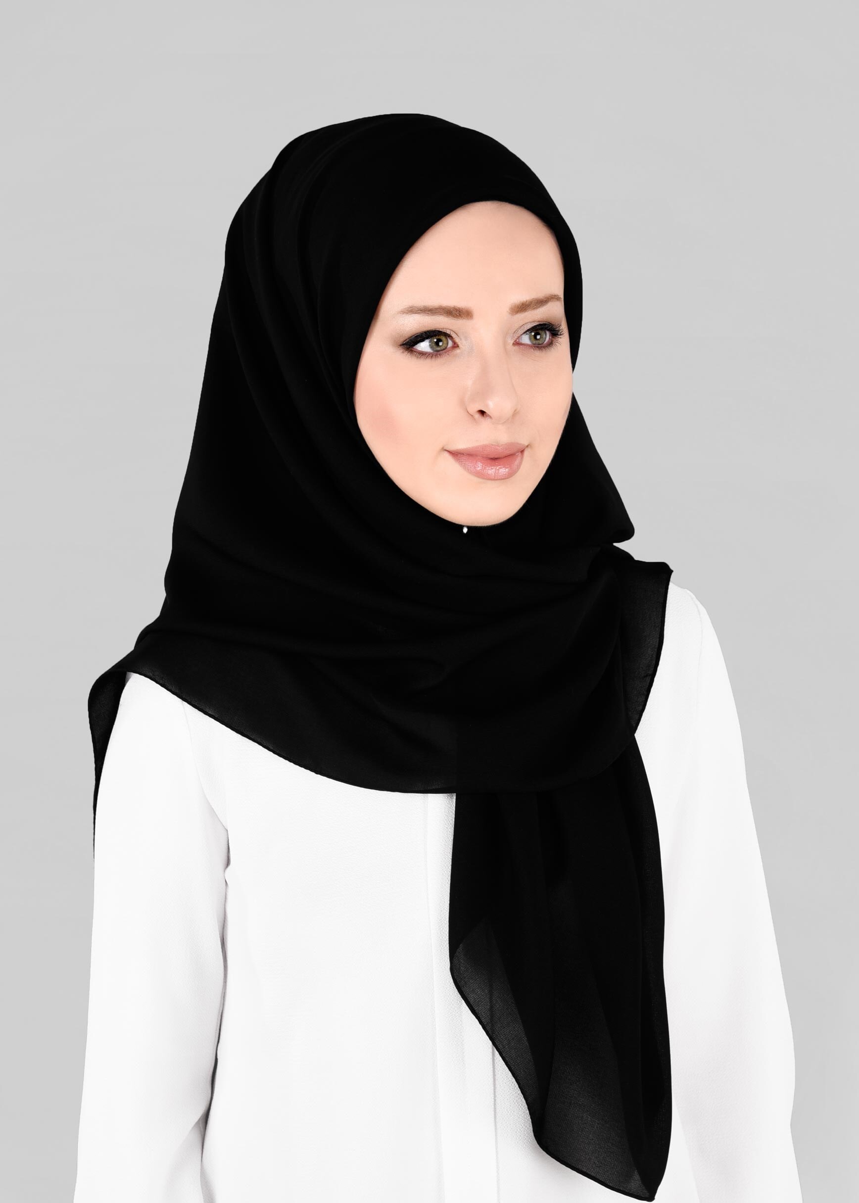 Tesettür giyim SİYAH 9845 ALVİNA MEDİNE İPEĞİ