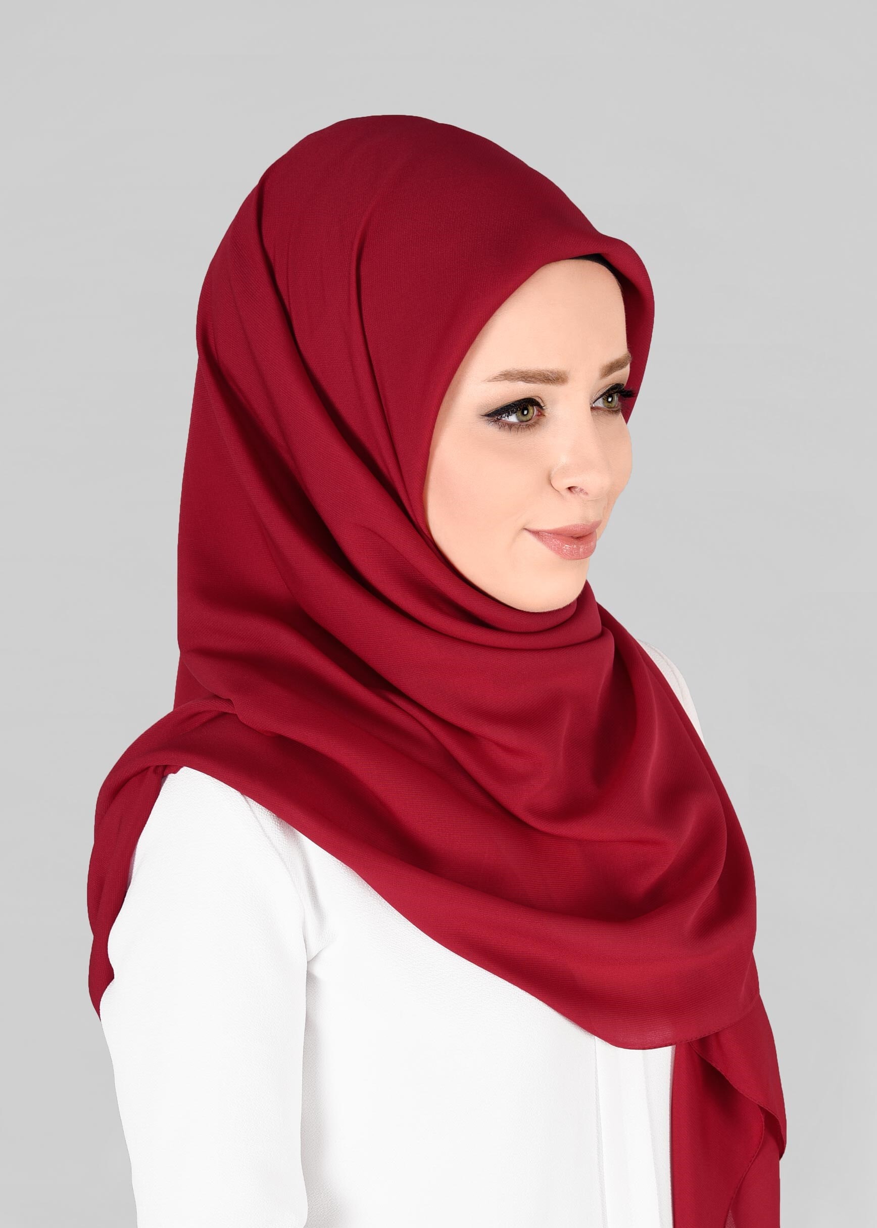 Tesettür giyim KIRMIZI 9845 ALVİNA MEDİNE İPEĞİ