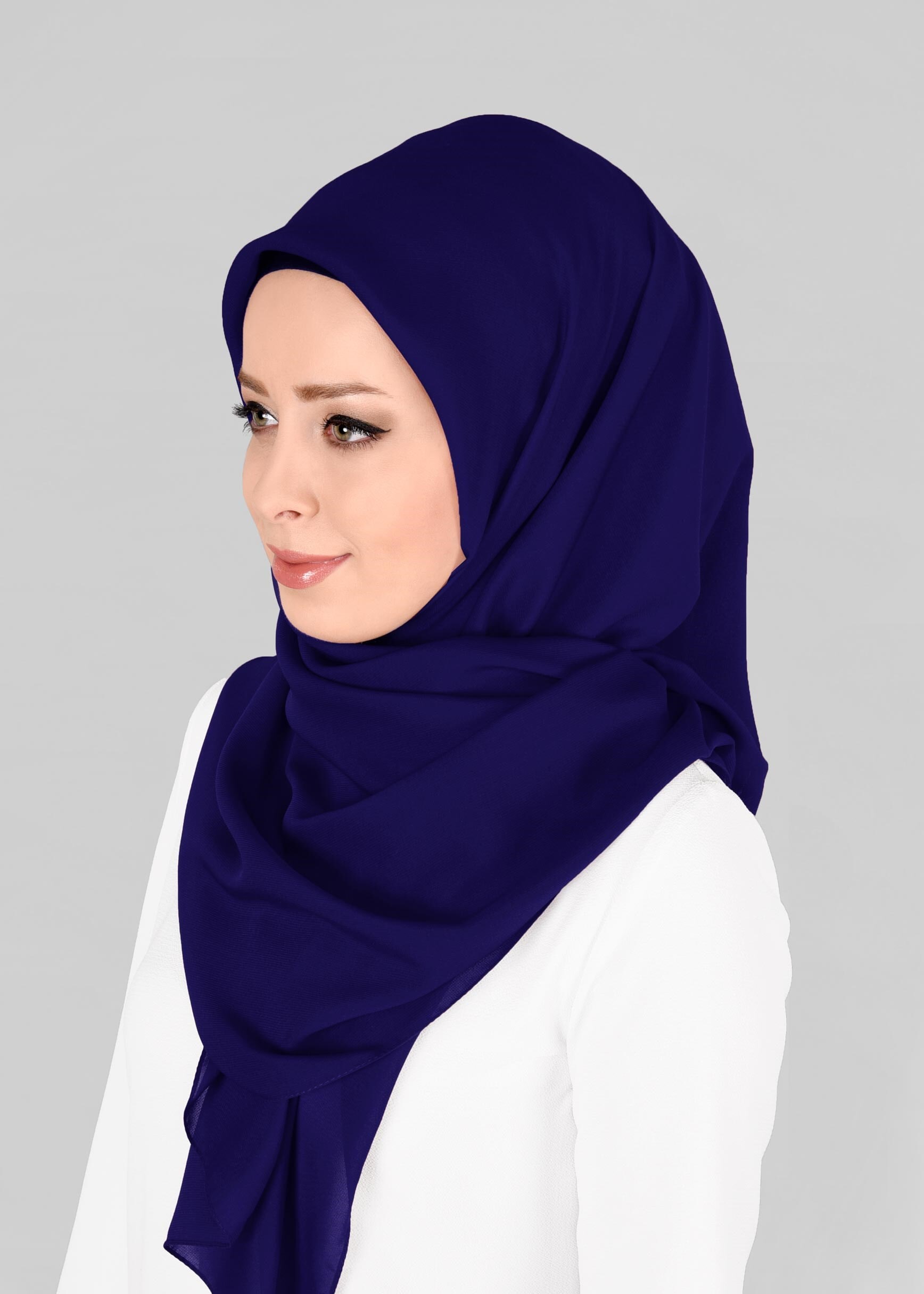 Tesettür giyim LACİVERT 9845 ALVİNA MEDİNE İPEĞİ