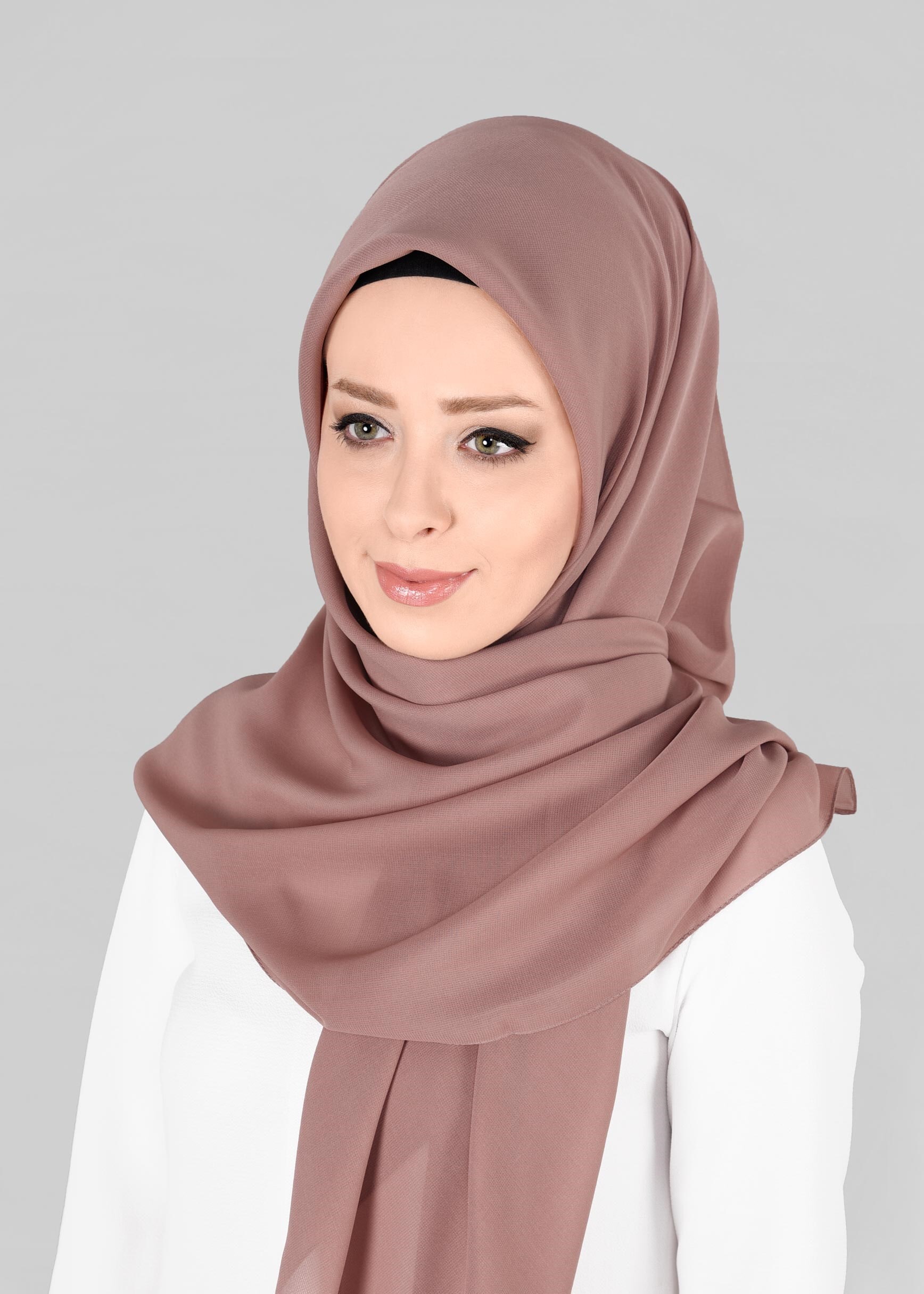 Tesettür giyim PUDRA 9845 ALVİNA MEDİNE İPEĞİ