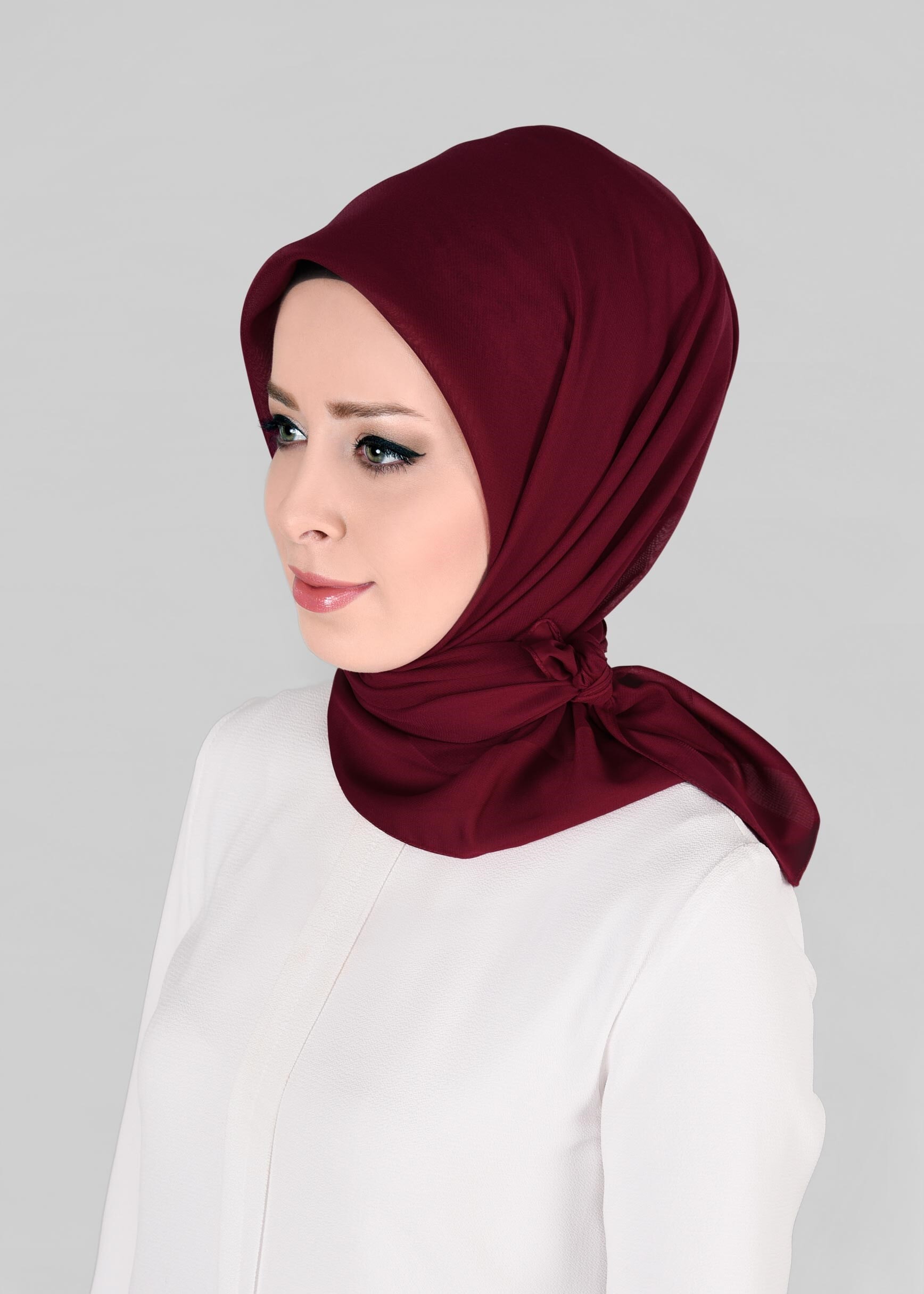 Tesettür giyim BORDO 9846 ALVİNA SATEN ŞİFON