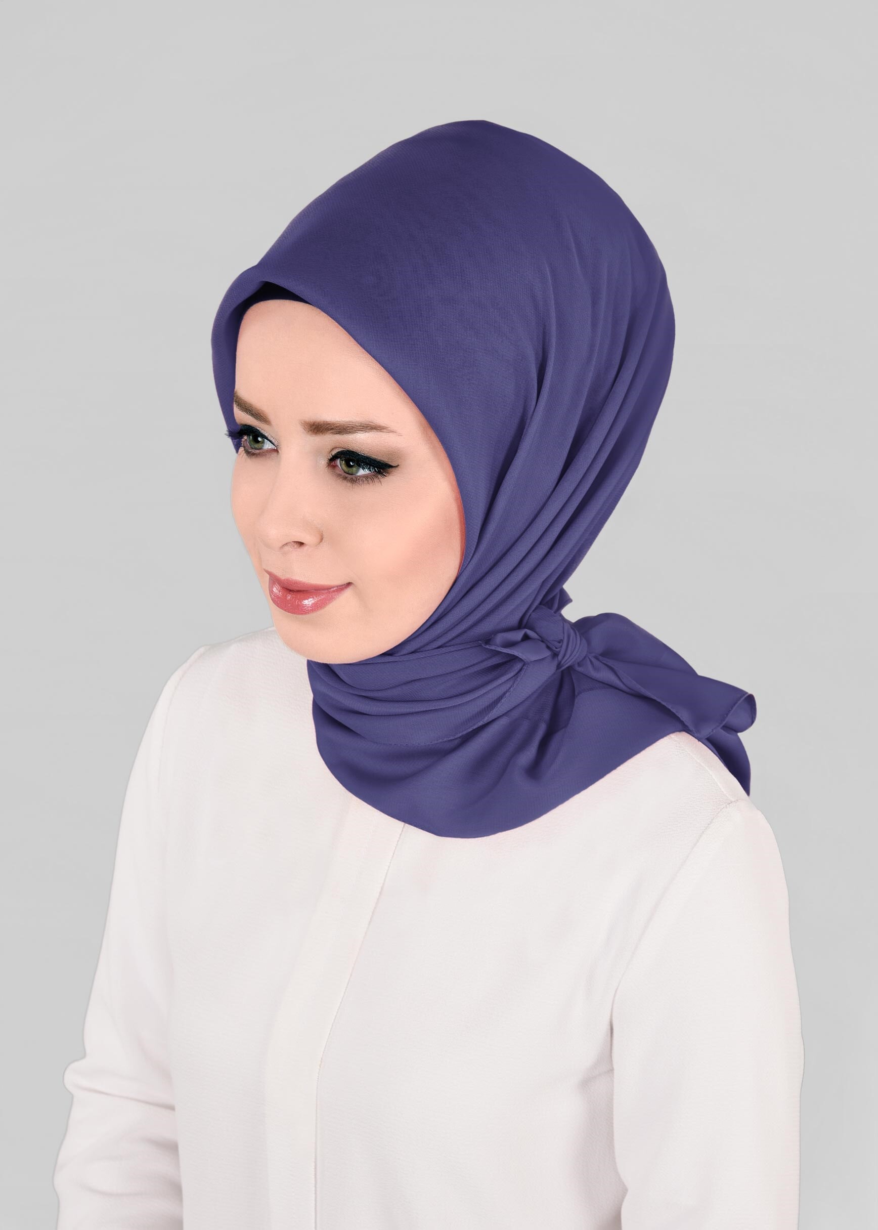 Tesettür giyim LACİVERT 9846 ALVİNA SATEN ŞİFON