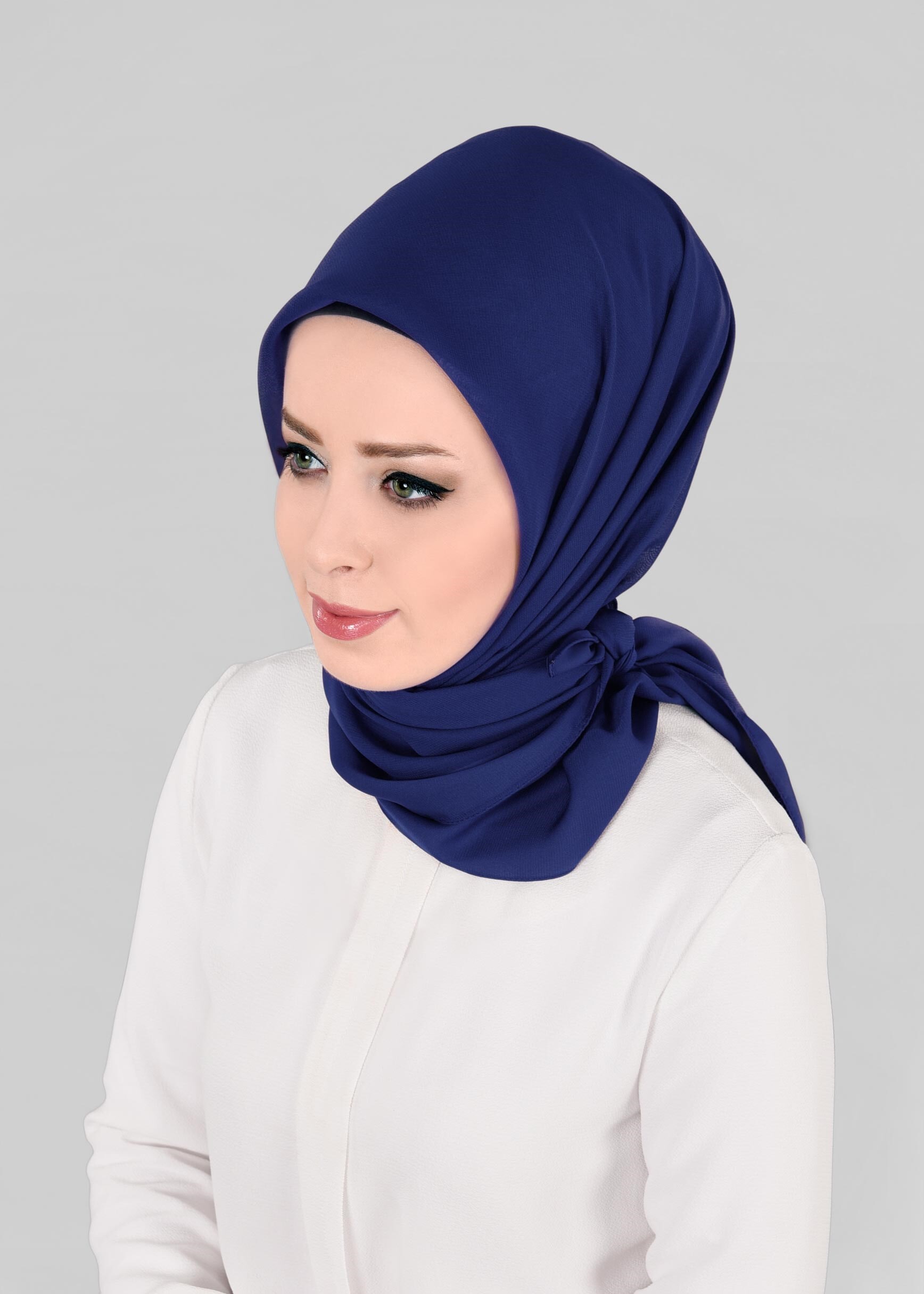 Tesettür giyim LACİVERT 9846 ALVİNA SATEN ŞİFON