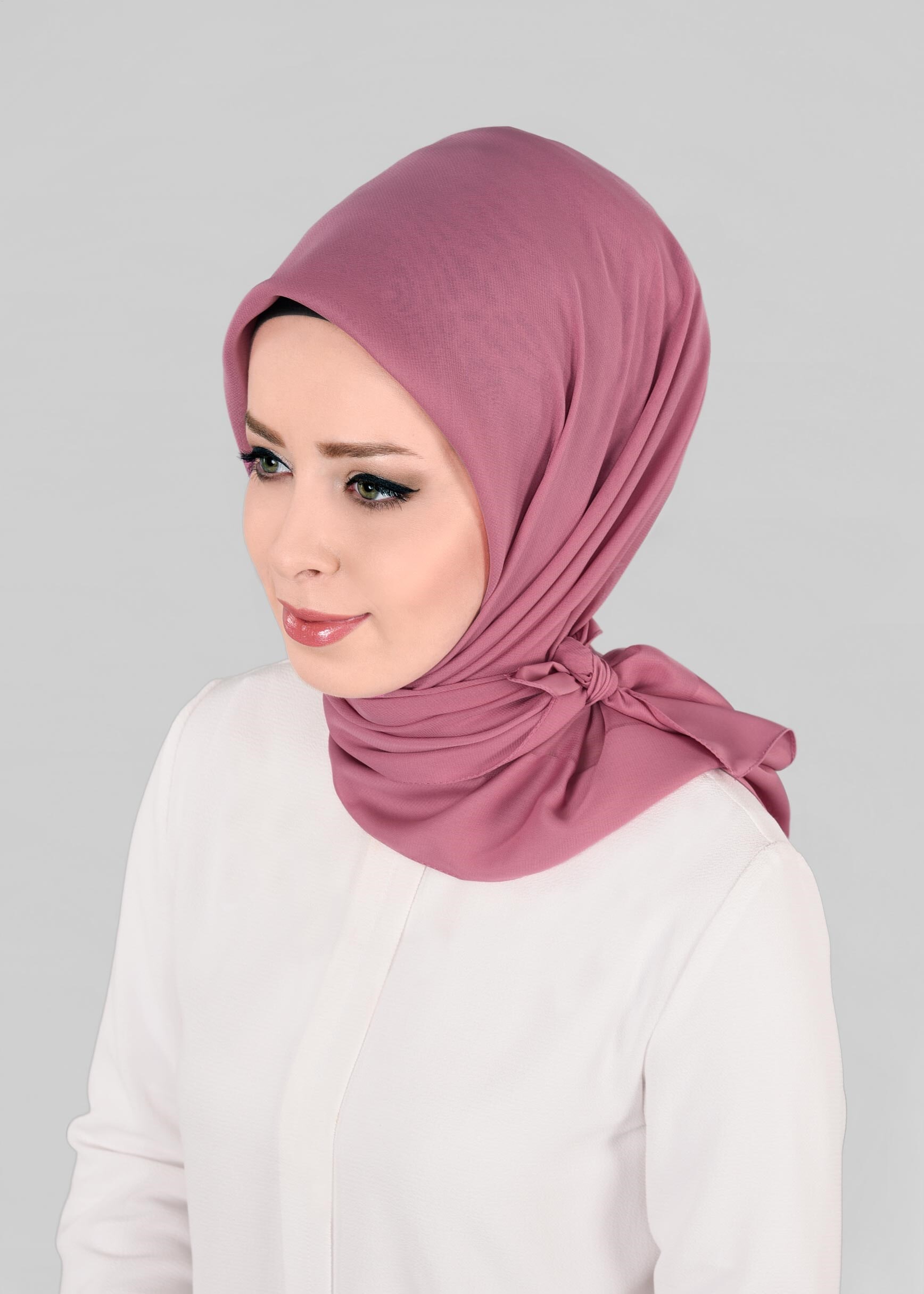 Tesettür giyim PEMBE 9846 ALVİNA SATEN ŞİFON