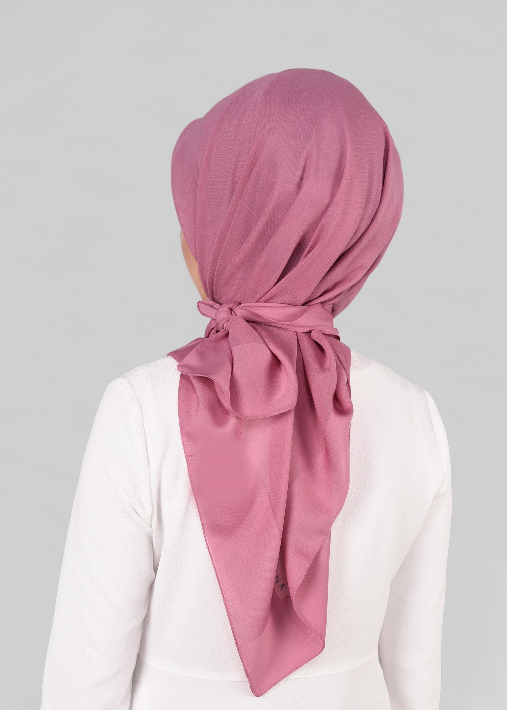 Tesettür giyim PEMBE 9846 ALVİNA SATEN ŞİFON