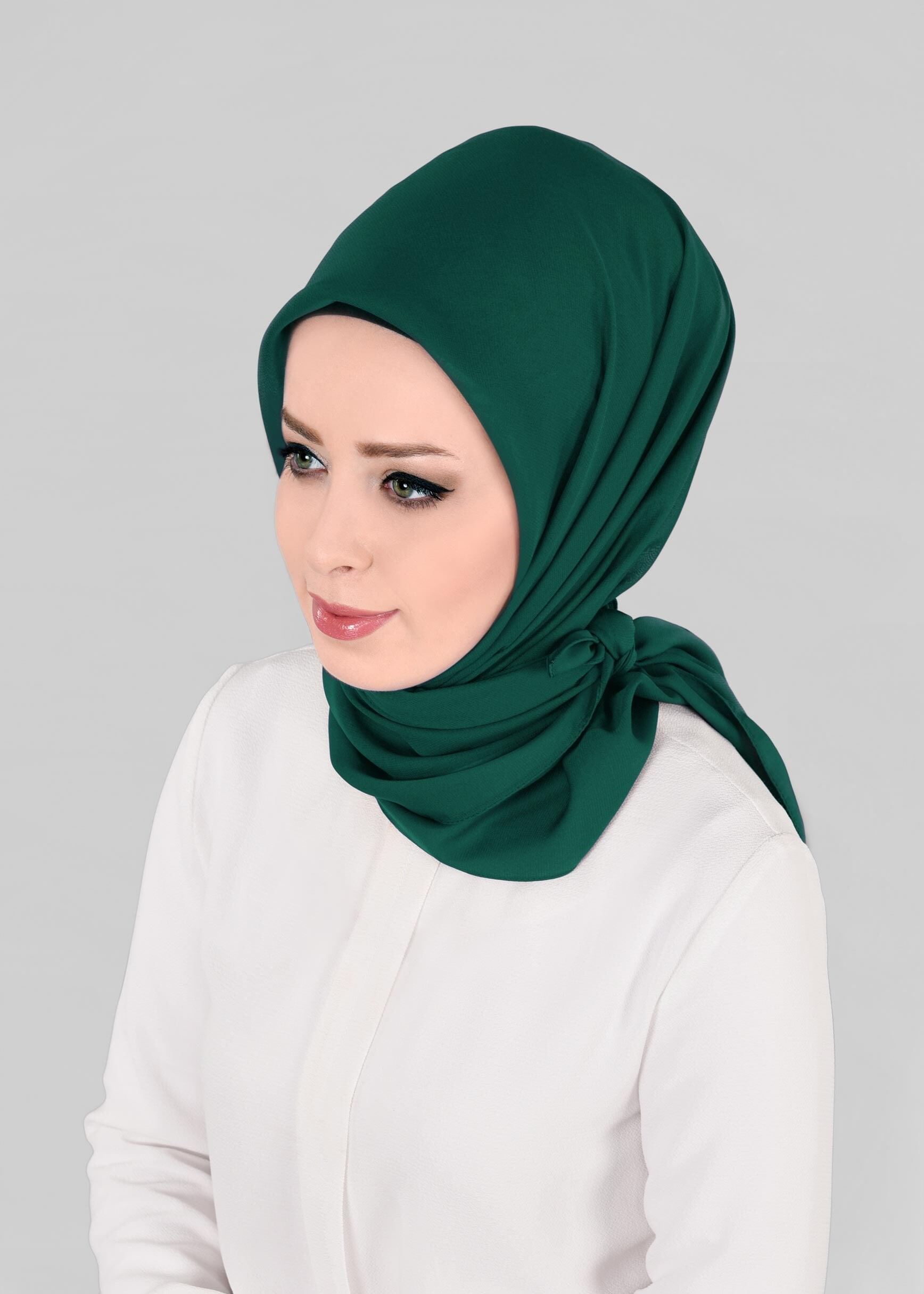 Tesettür giyim YEŞİL 9846 ALVİNA SATEN ŞİFON