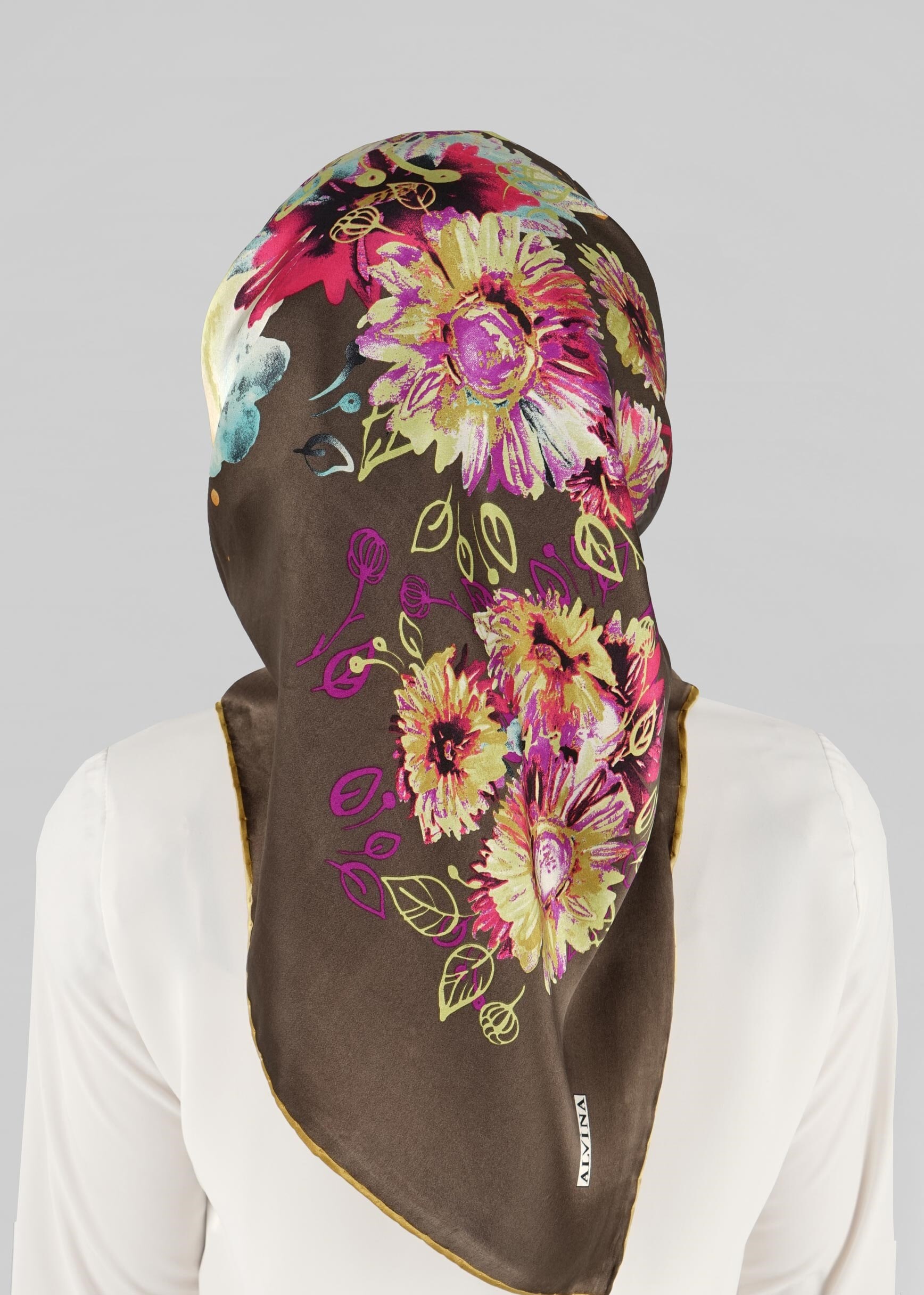 Tesettür giyim HAKİ 12766 ALVİNA İPEK EŞARP