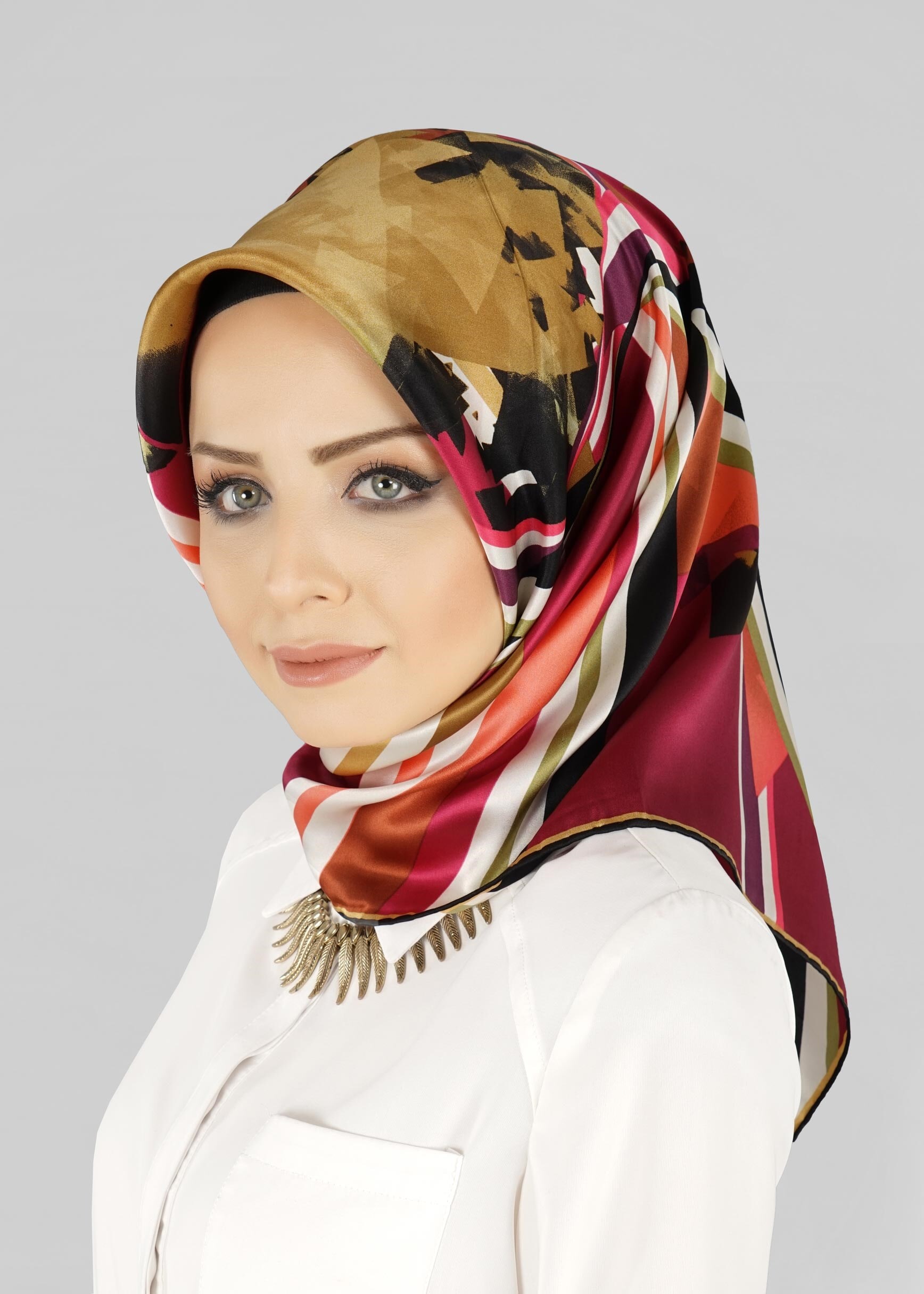 Tesettür giyim FUŞYA ALVİNA İPEK EŞARP 12775