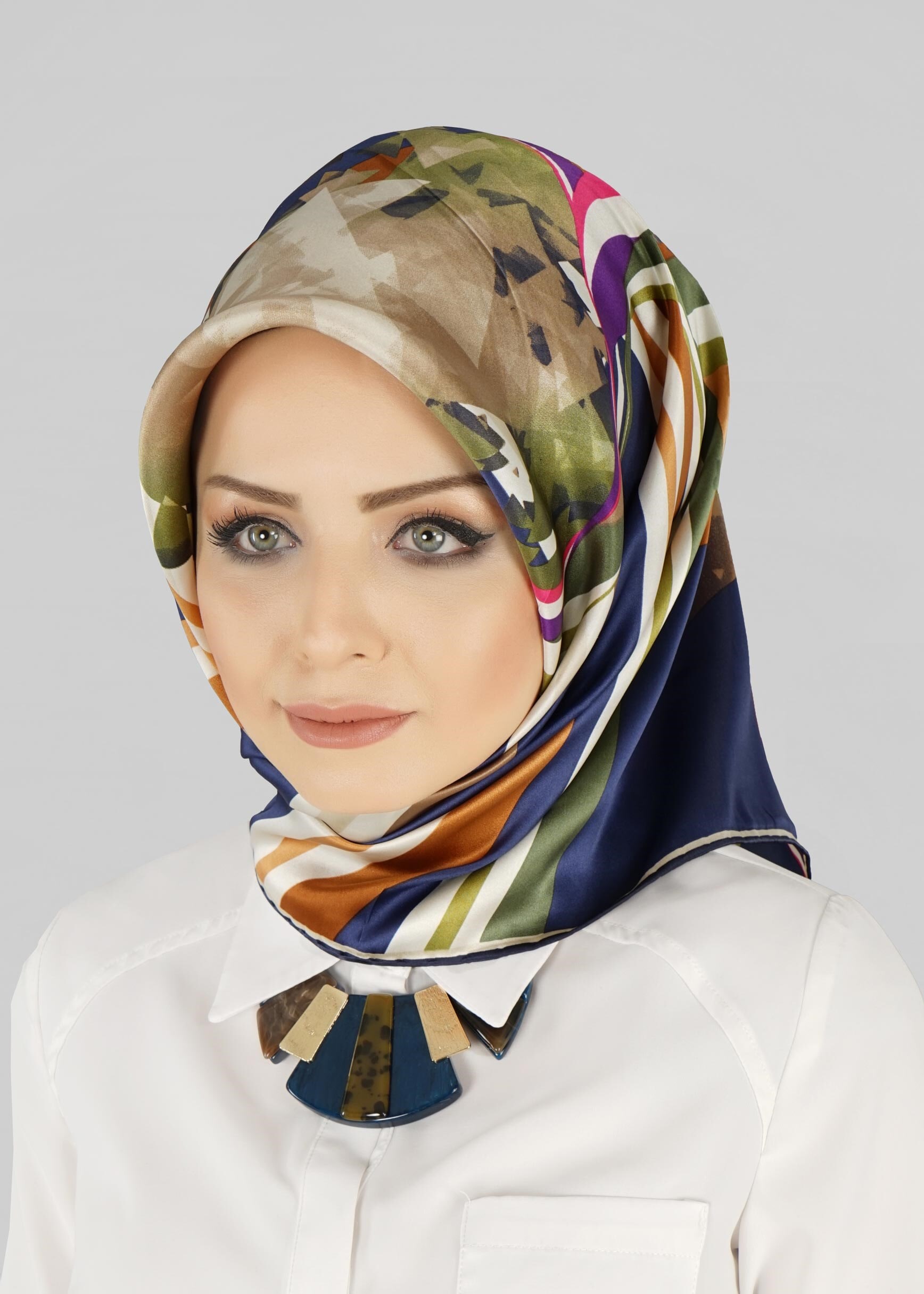 Tesettür giyim LACİVERT ALVİNA İPEK EŞARP 12775