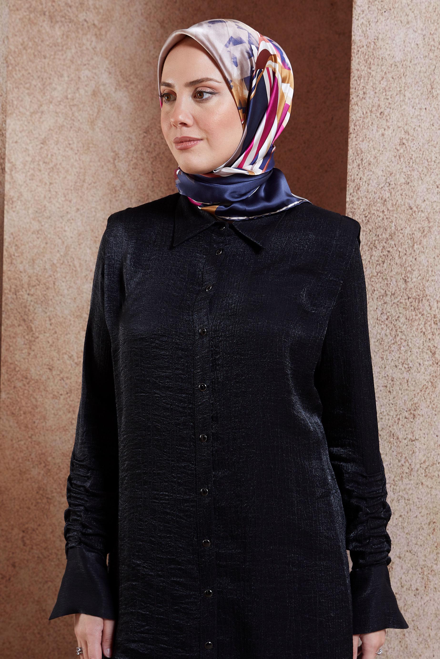 Tesettür giyim LACİVERT ALVİNA İPEK EŞARP 12775