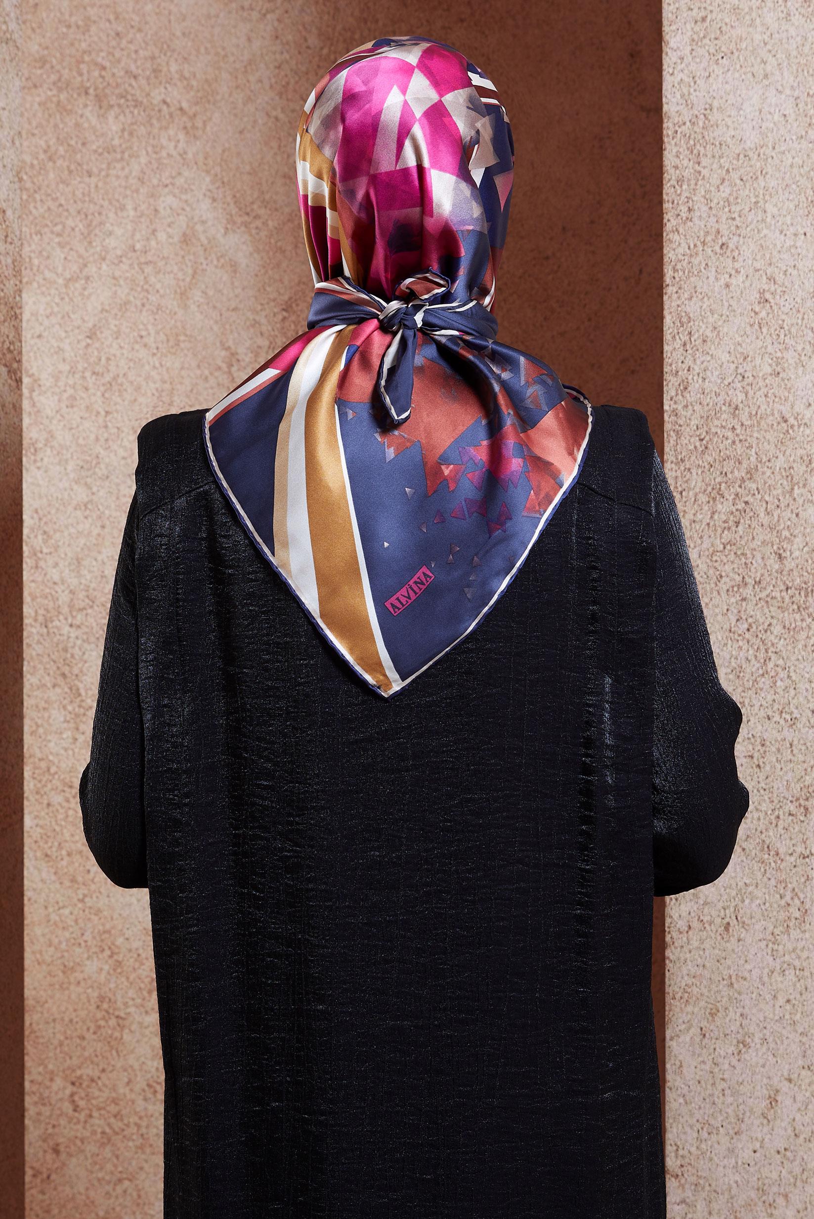 Tesettür giyim LACİVERT ALVİNA İPEK EŞARP 12775