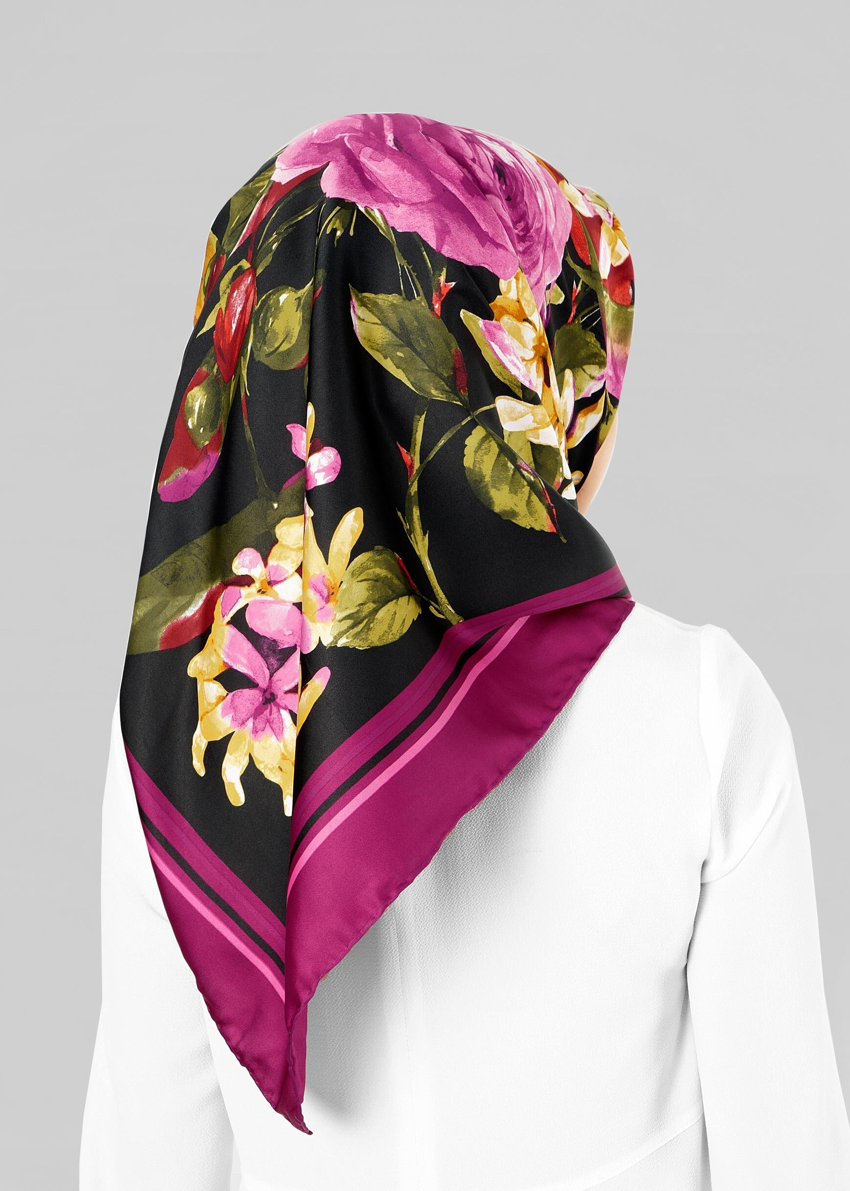 Tesettür giyim FUŞYA 12778 ALVİNA DESENLİ EŞARP