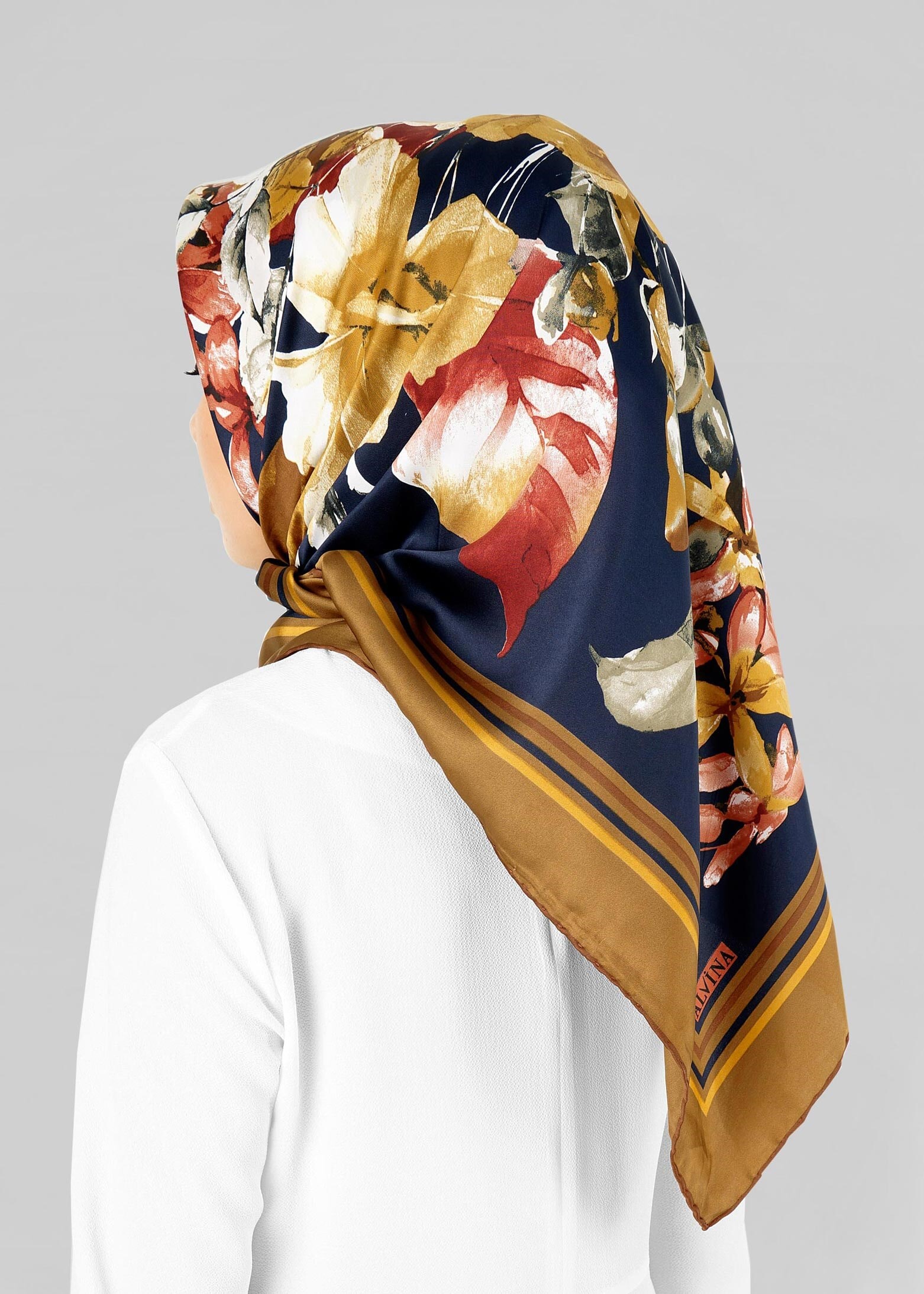 Tesettür giyim KAHVE 12778 ALVİNA DESENLİ EŞARP