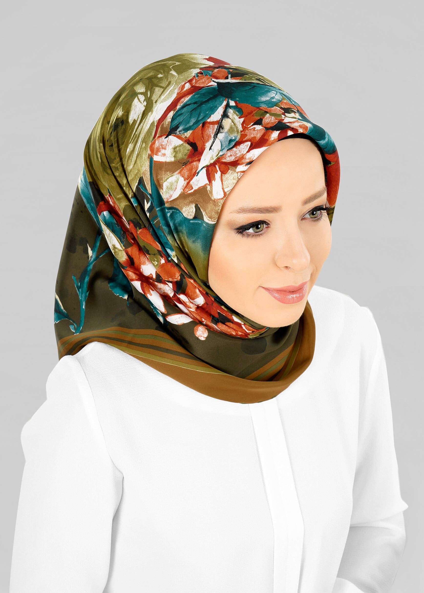 Tesettür giyim KAHVE 12778 ALVİNA DESENLİ EŞARP