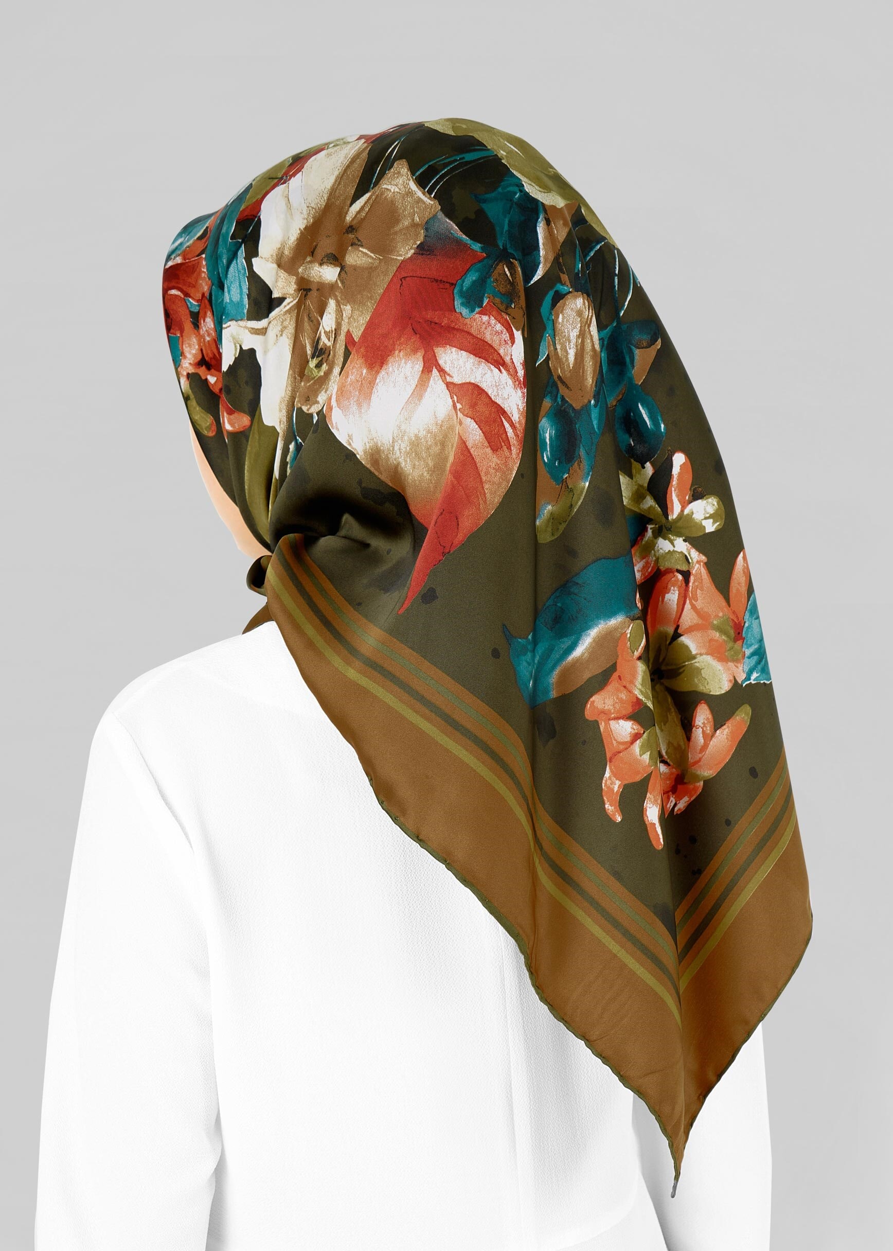 Tesettür giyim KAHVE 12778 ALVİNA DESENLİ EŞARP