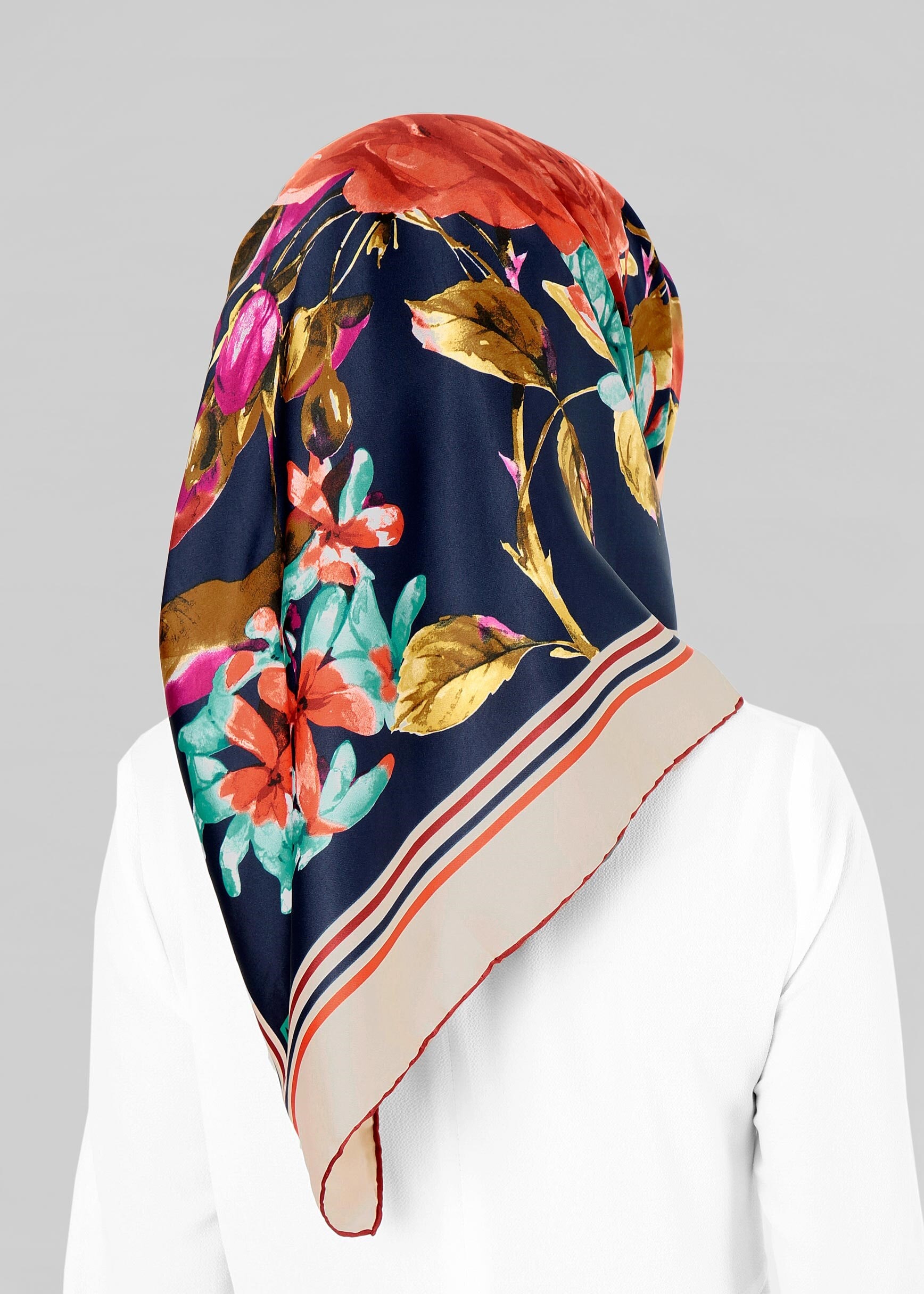 Tesettür giyim GRİ 12778 ALVİNA DESENLİ EŞARP