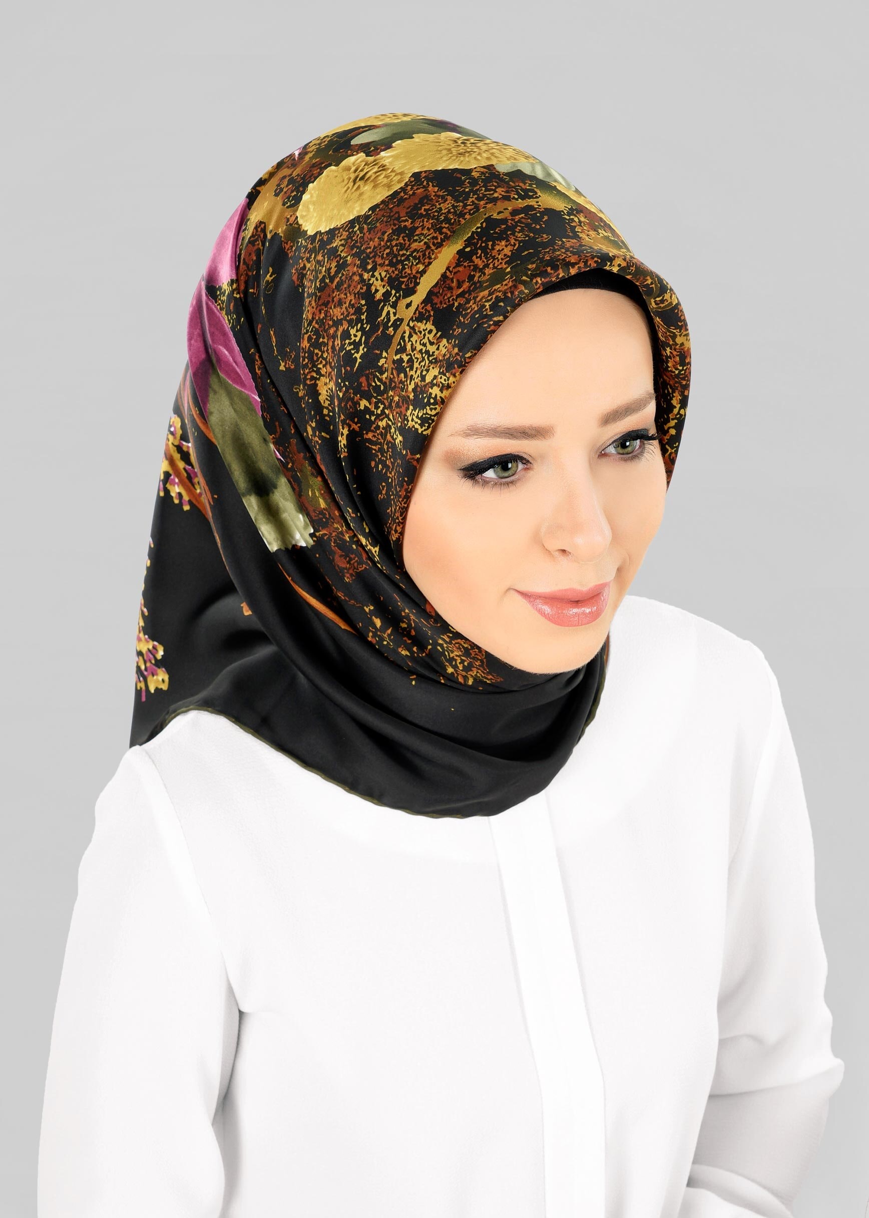 Tesettür giyim SİYAH 12779 ALVİNA DESENLİ EŞARP