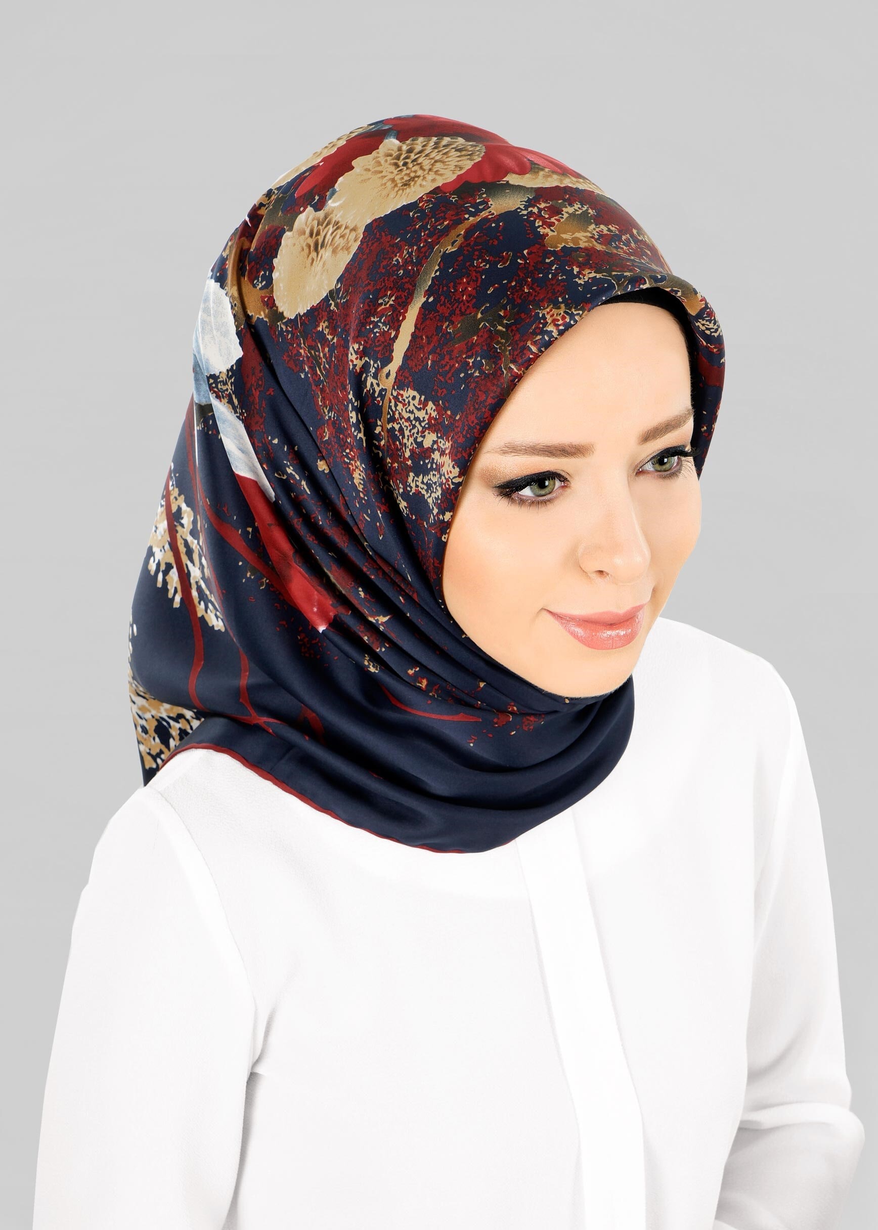 Tesettür giyim LACİVERT 12779 ALVİNA DESENLİ EŞARP