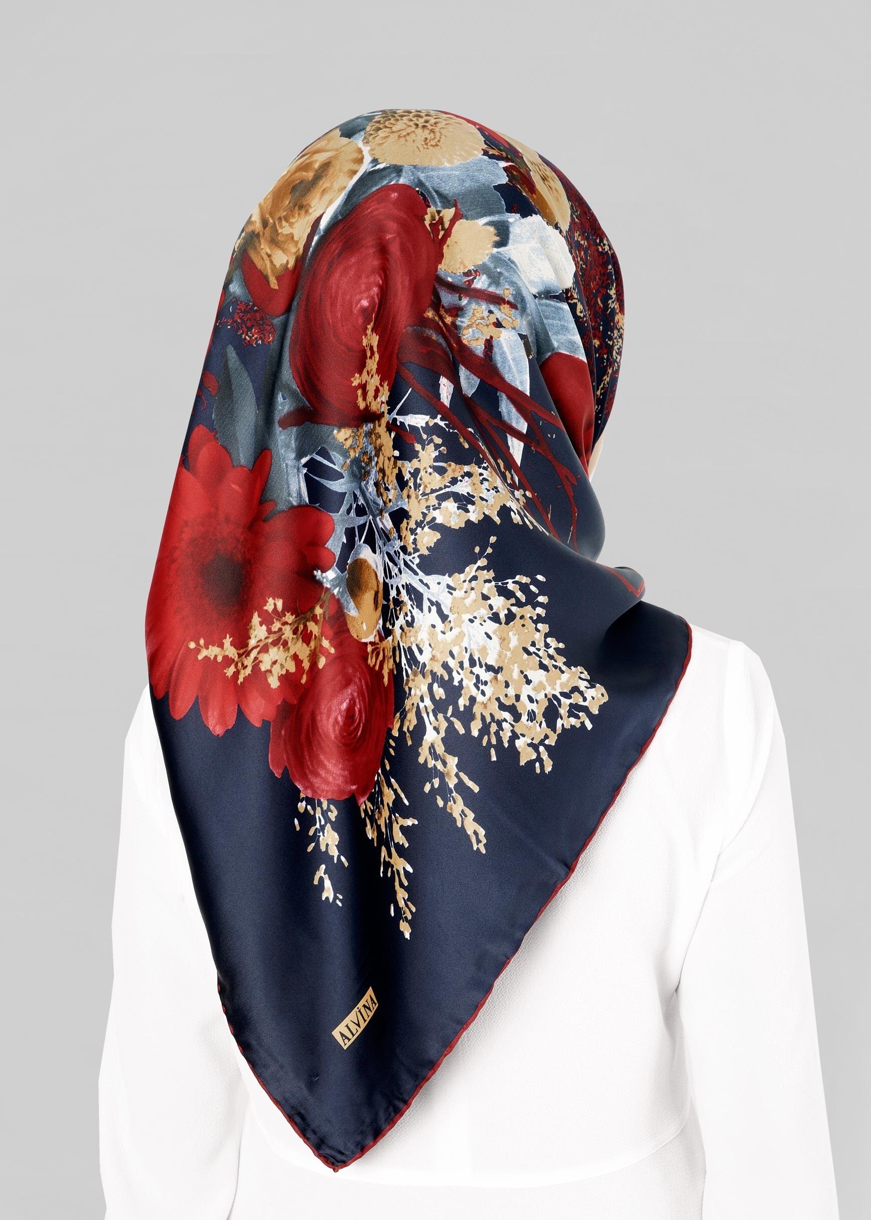 Tesettür giyim LACİVERT 12779 ALVİNA DESENLİ EŞARP