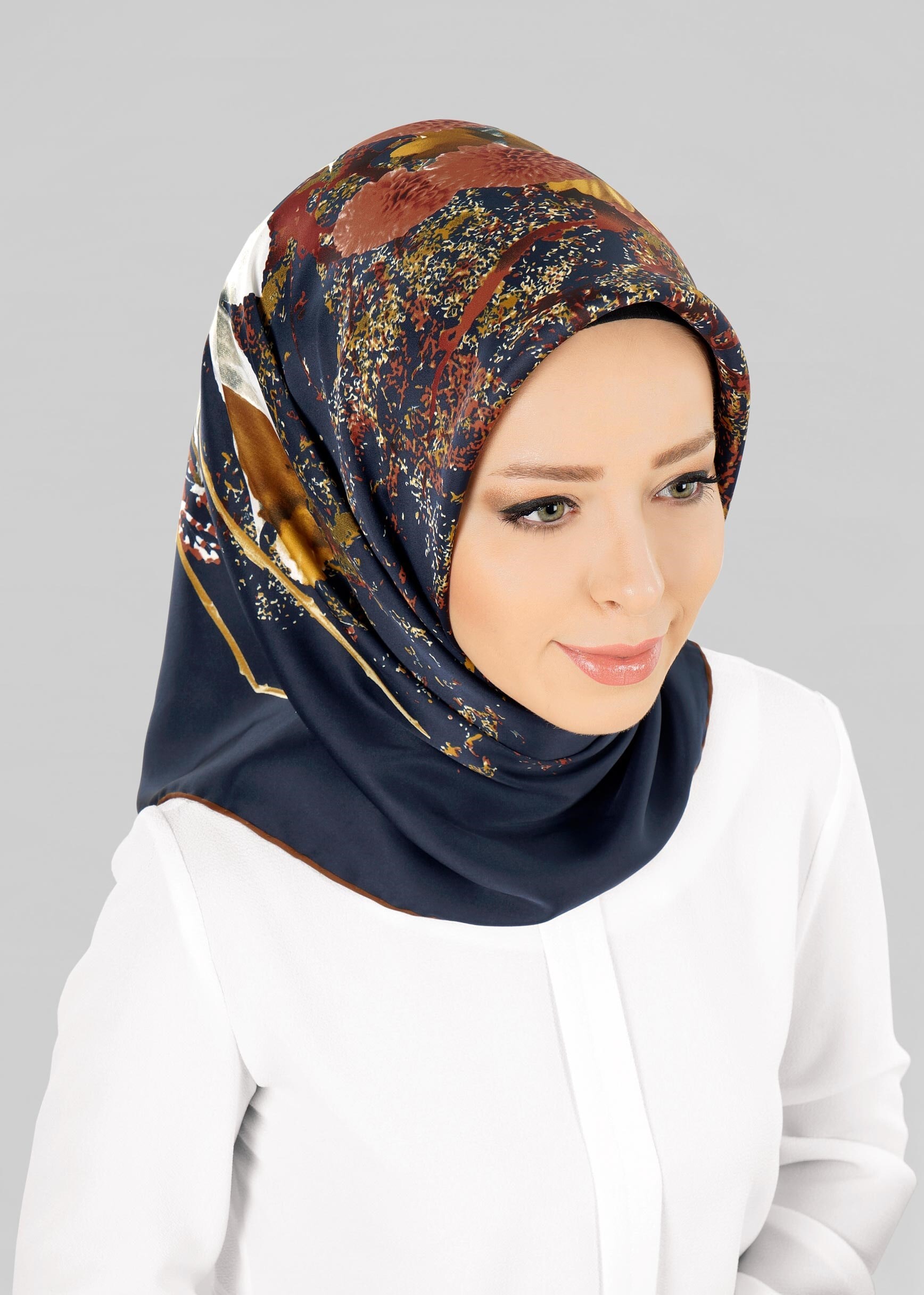 Tesettür giyim LACİVERT 12779 ALVİNA DESENLİ EŞARP