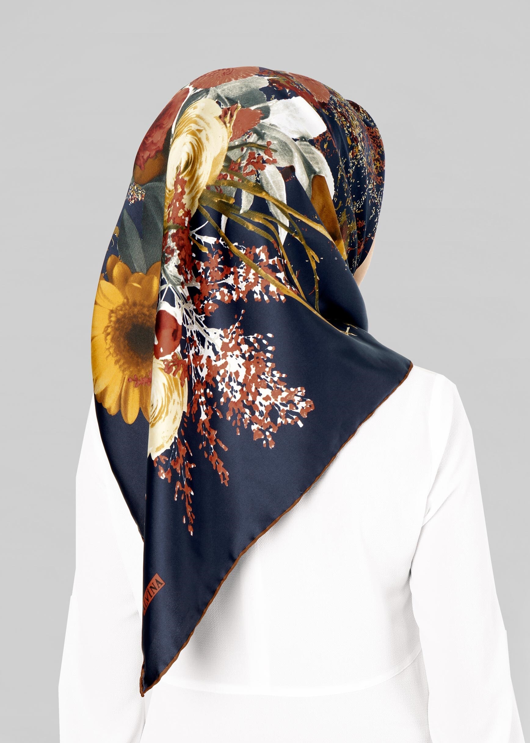 Tesettür giyim LACİVERT 12779 ALVİNA DESENLİ EŞARP