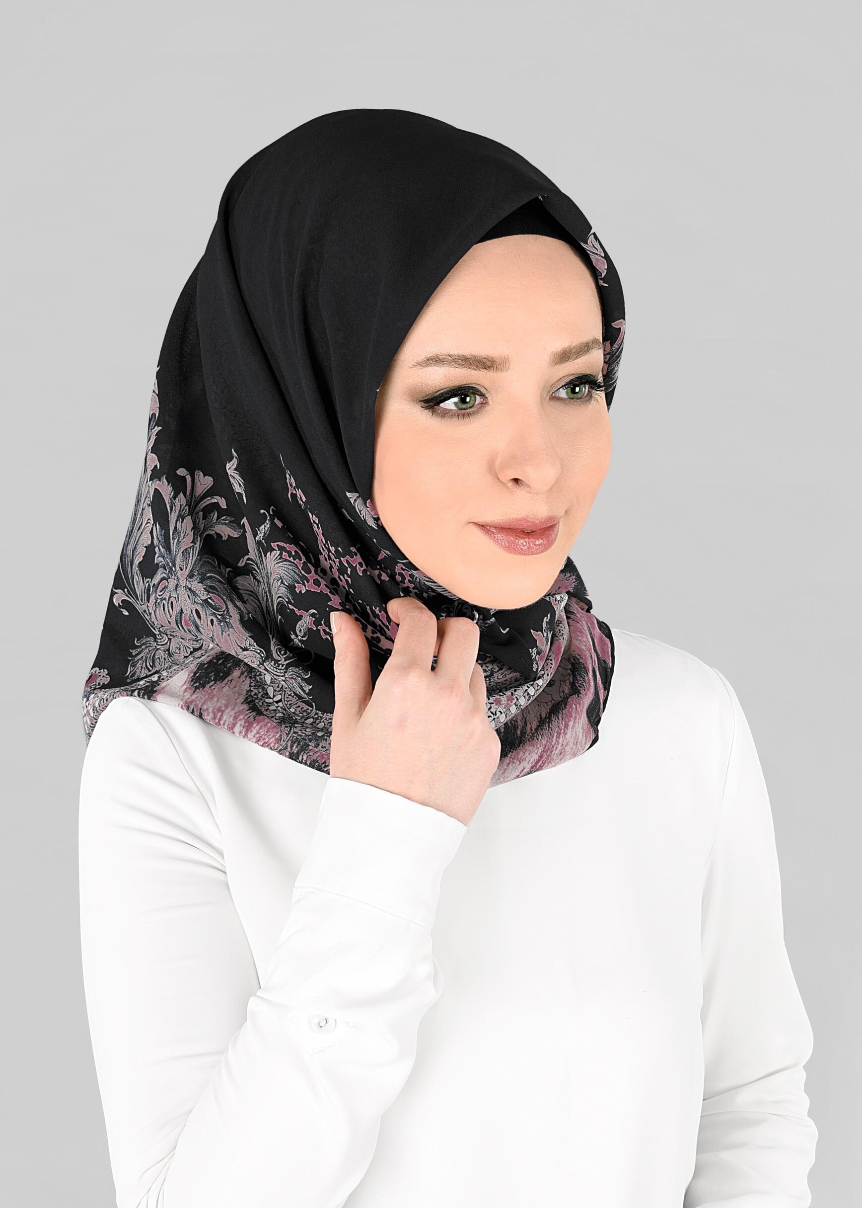 Tesettür giyim SİYAH 6918-1 ALVİNA KREP ŞİFON EŞARP