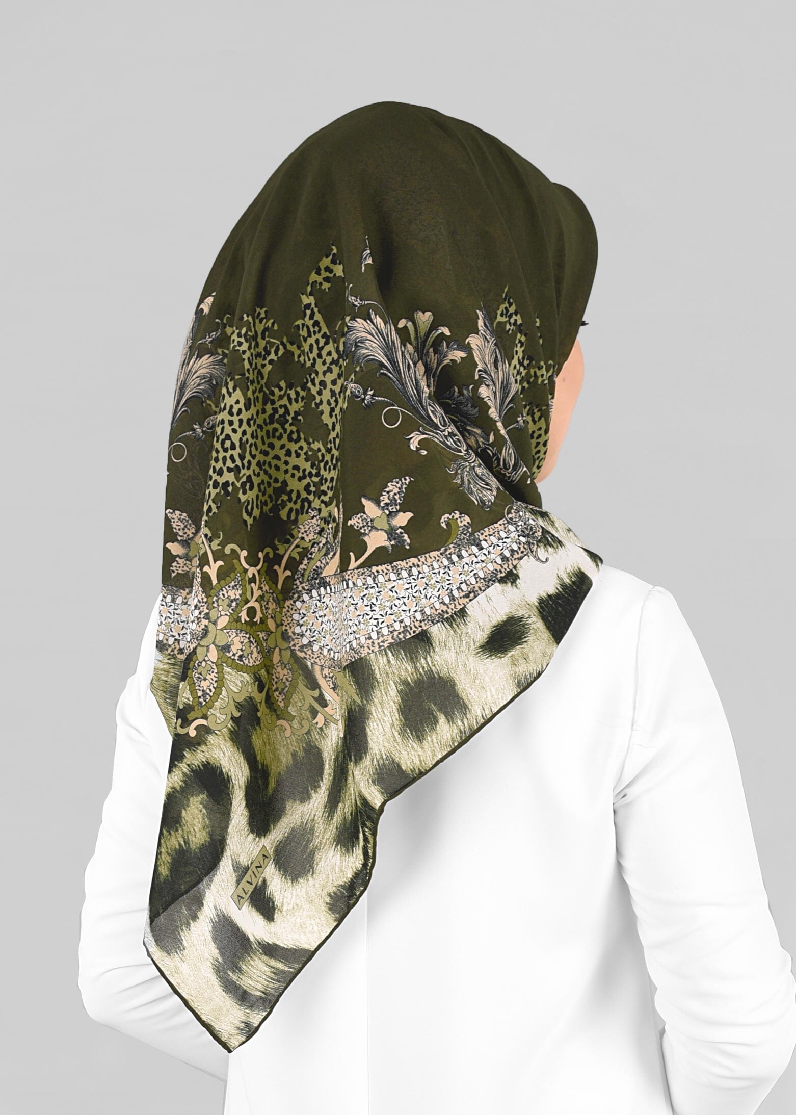 Tesettür giyim HAKİ 6918-1 ALVİNA KREP ŞİFON EŞARP