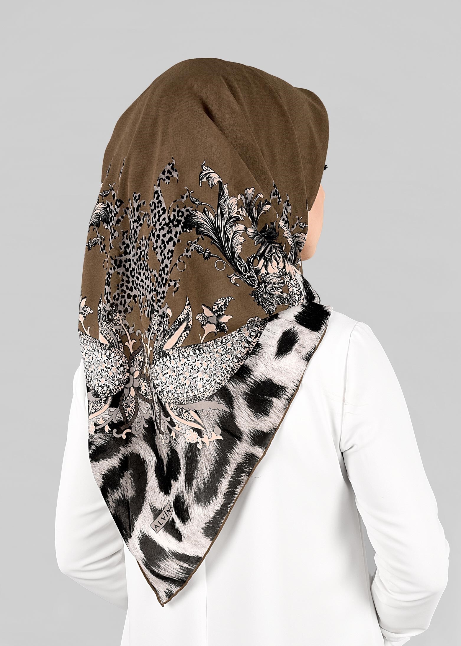 Tesettür giyim KAHVE 6918-1 ALVİNA KREP ŞİFON EŞARP