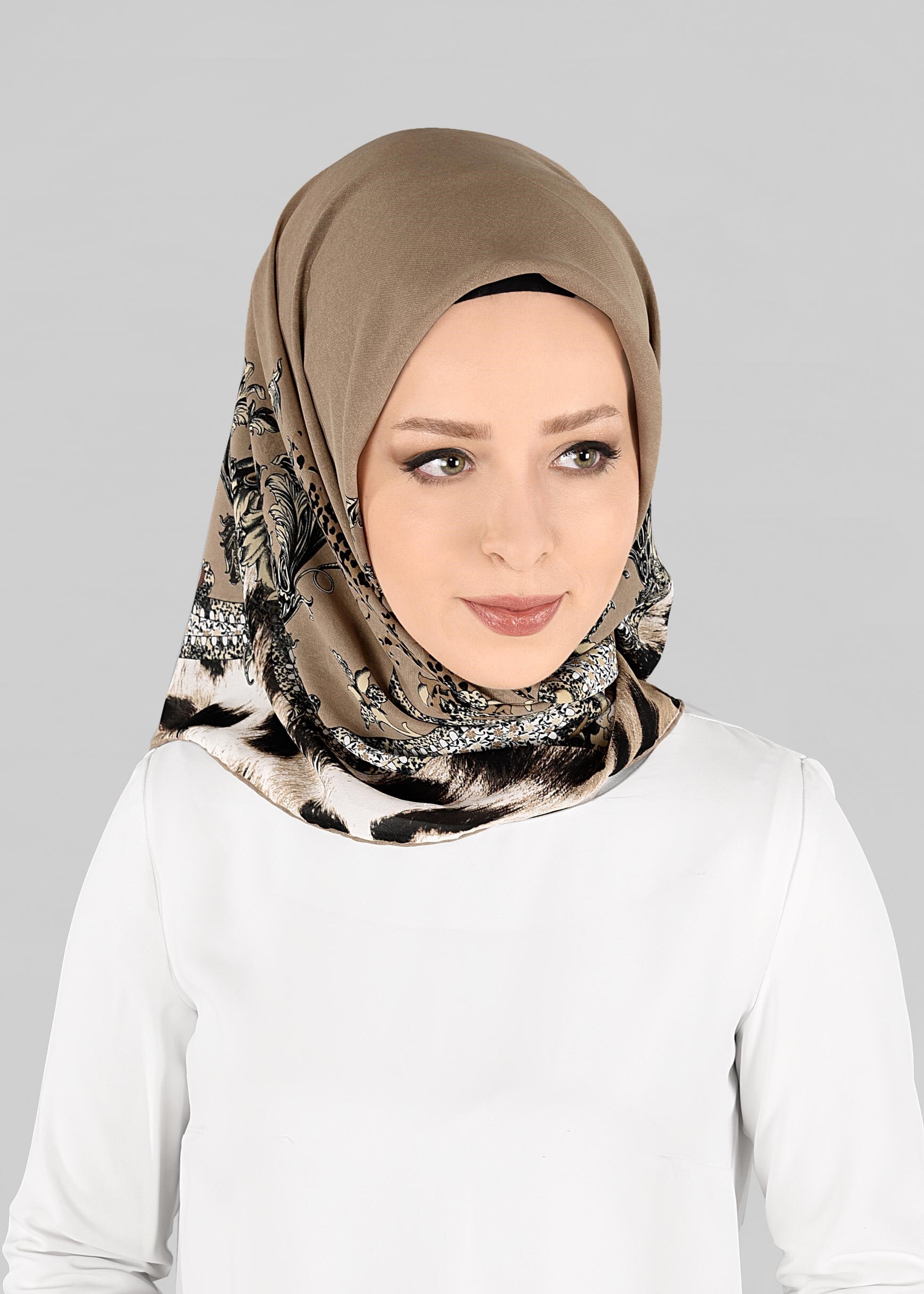 Tesettür giyim VİZON 6918-1 ALVİNA KREP ŞİFON EŞARP