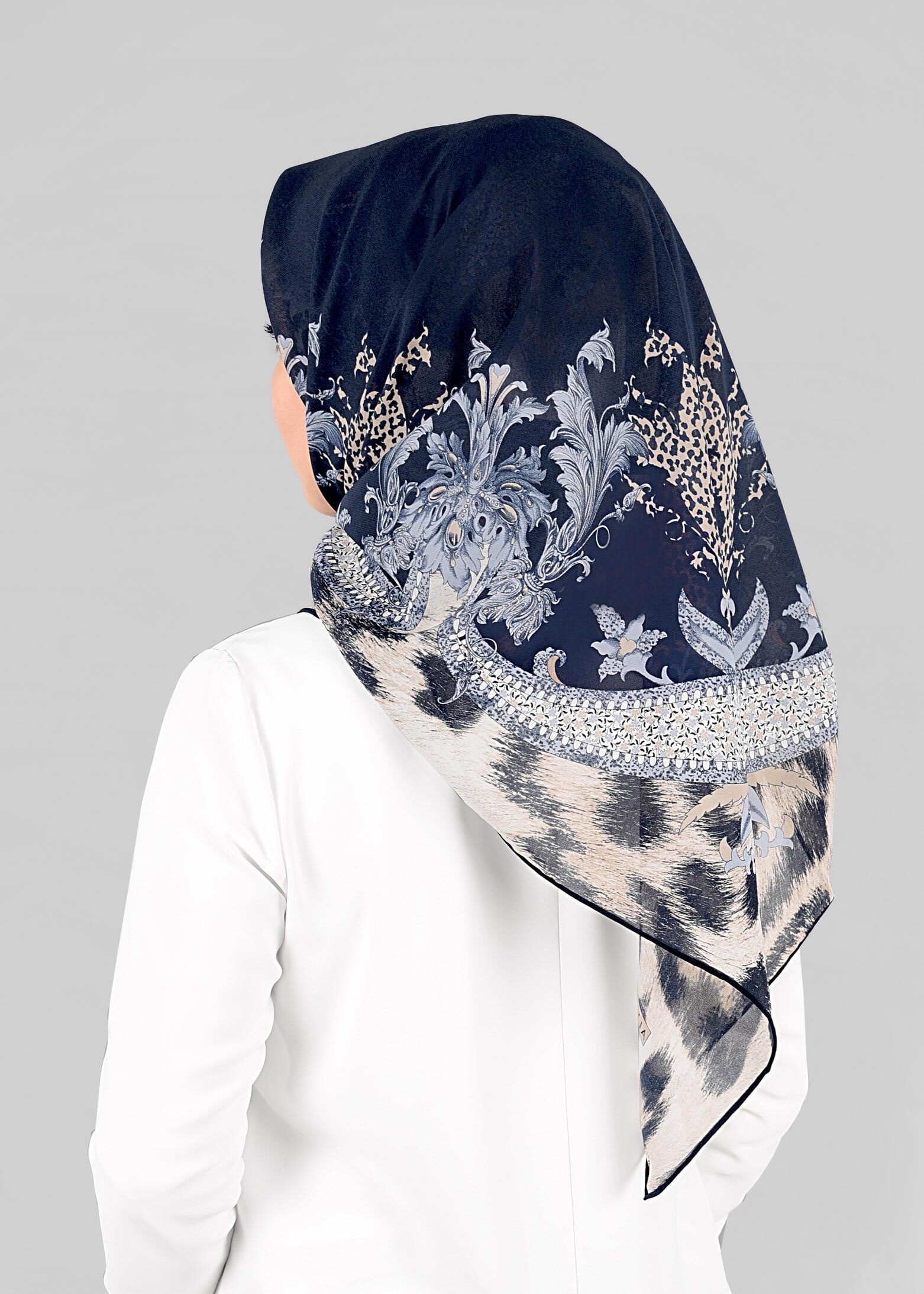 Tesettür giyim LACİVERT 6918-1 ALVİNA KREP ŞİFON EŞARP