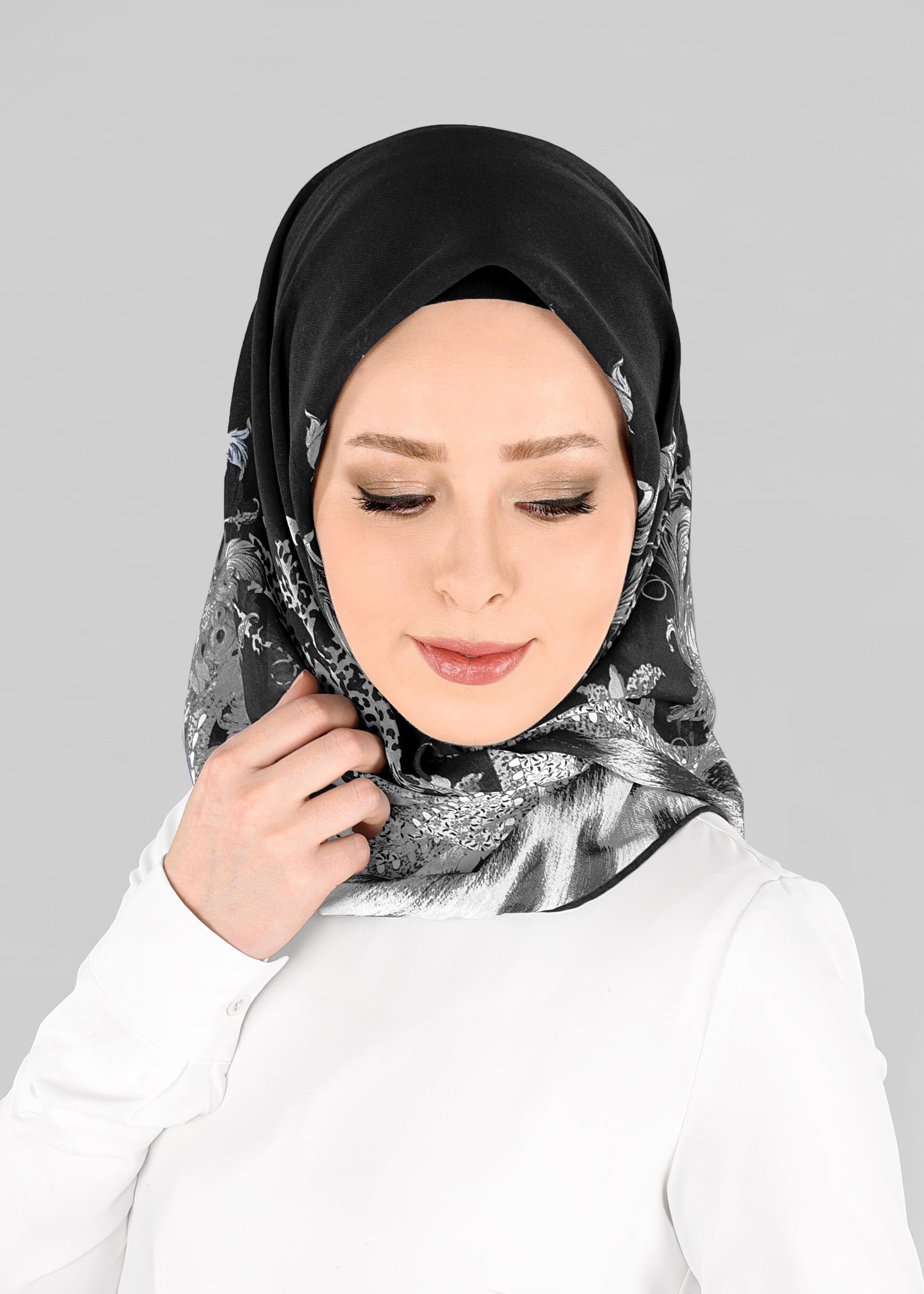 Tesettür giyim SİYAH 6918-1 ALVİNA KREP ŞİFON EŞARP