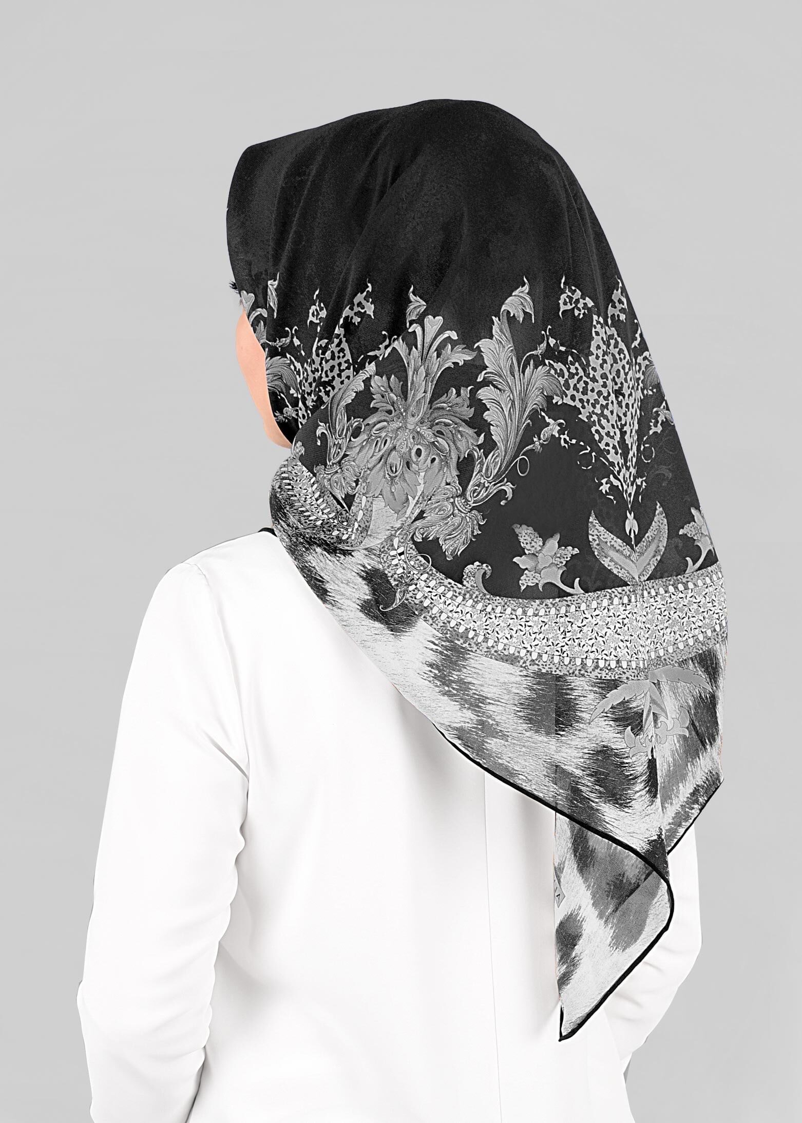 Tesettür giyim SİYAH 6918-1 ALVİNA KREP ŞİFON EŞARP