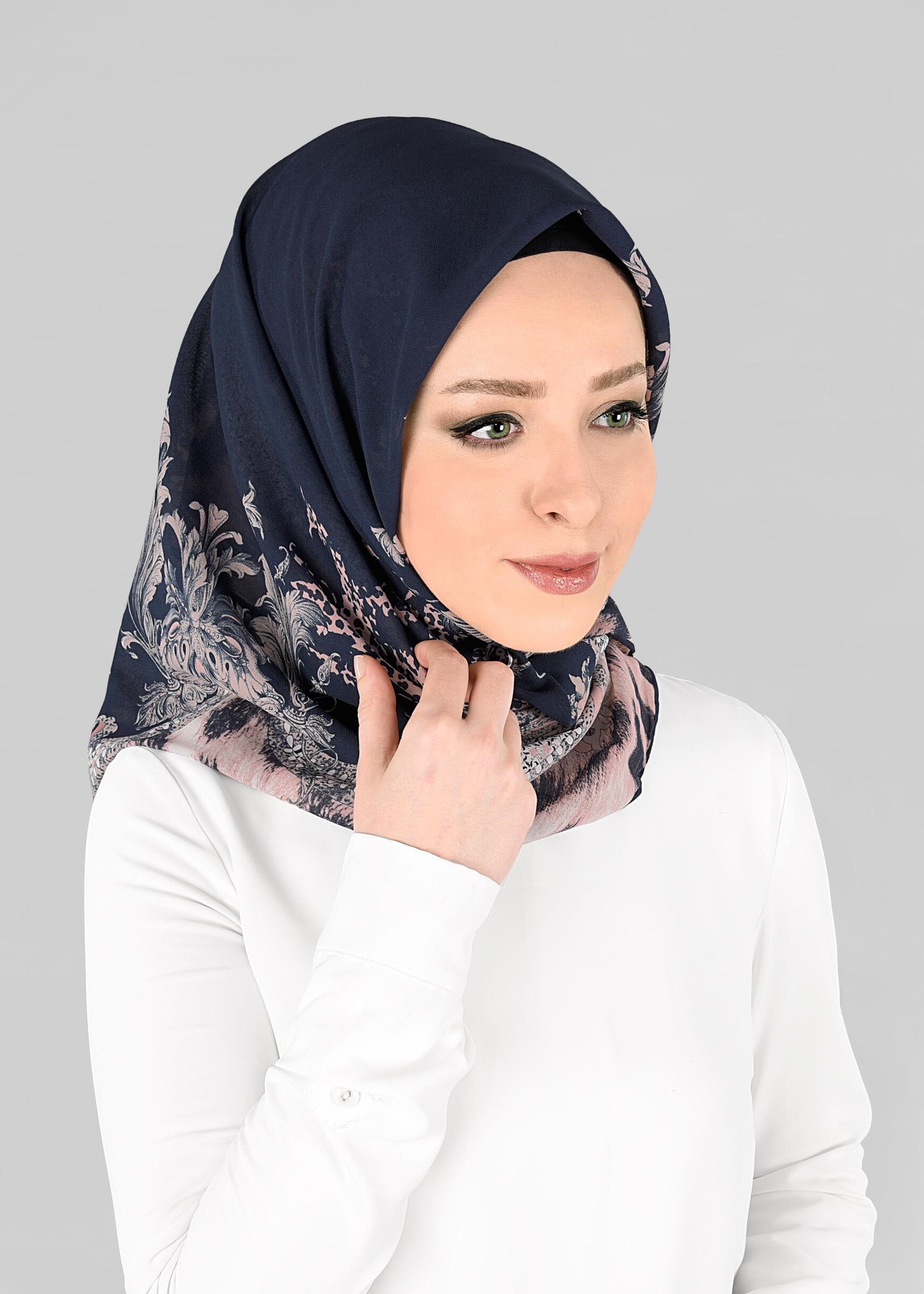 Tesettür giyim LACİVERT 6918-1 ALVİNA KREP ŞİFON EŞARP