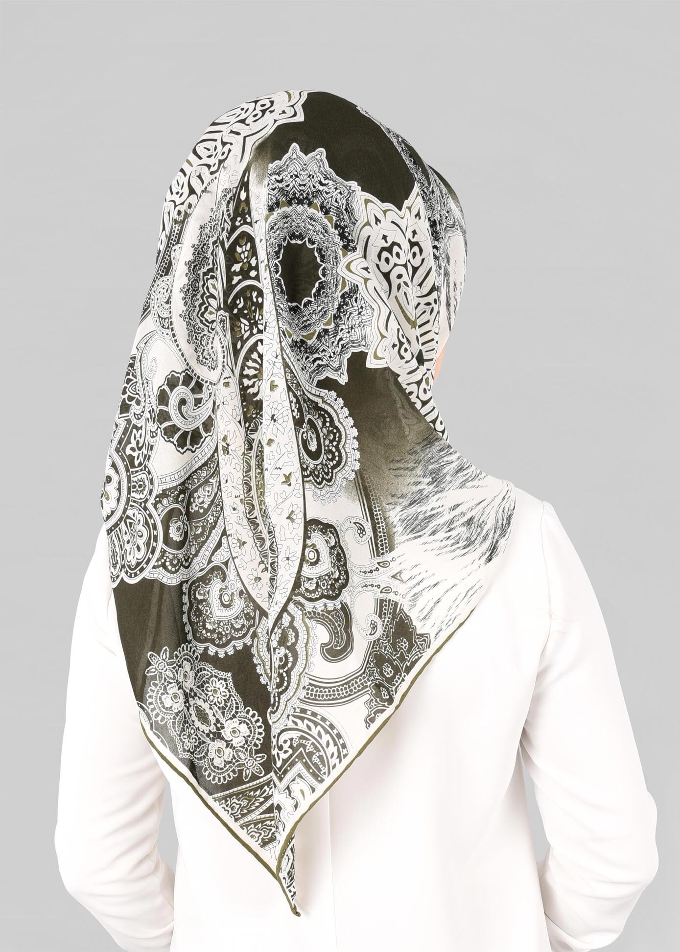 Tesettür giyim HAKİ 6919 ALVİNA KREP ŞİFON EŞARP