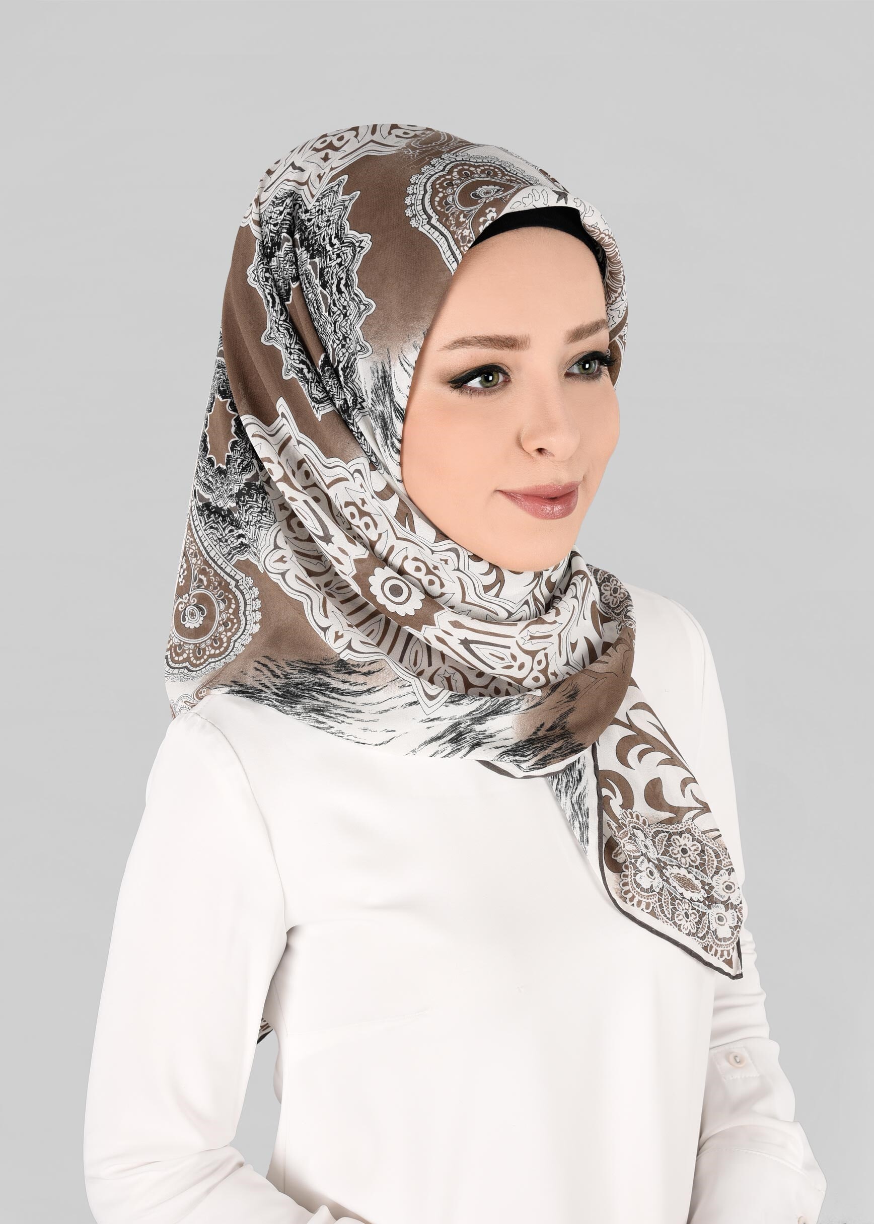 Tesettür giyim KAHVE 6919 ALVİNA KREP ŞİFON EŞARP