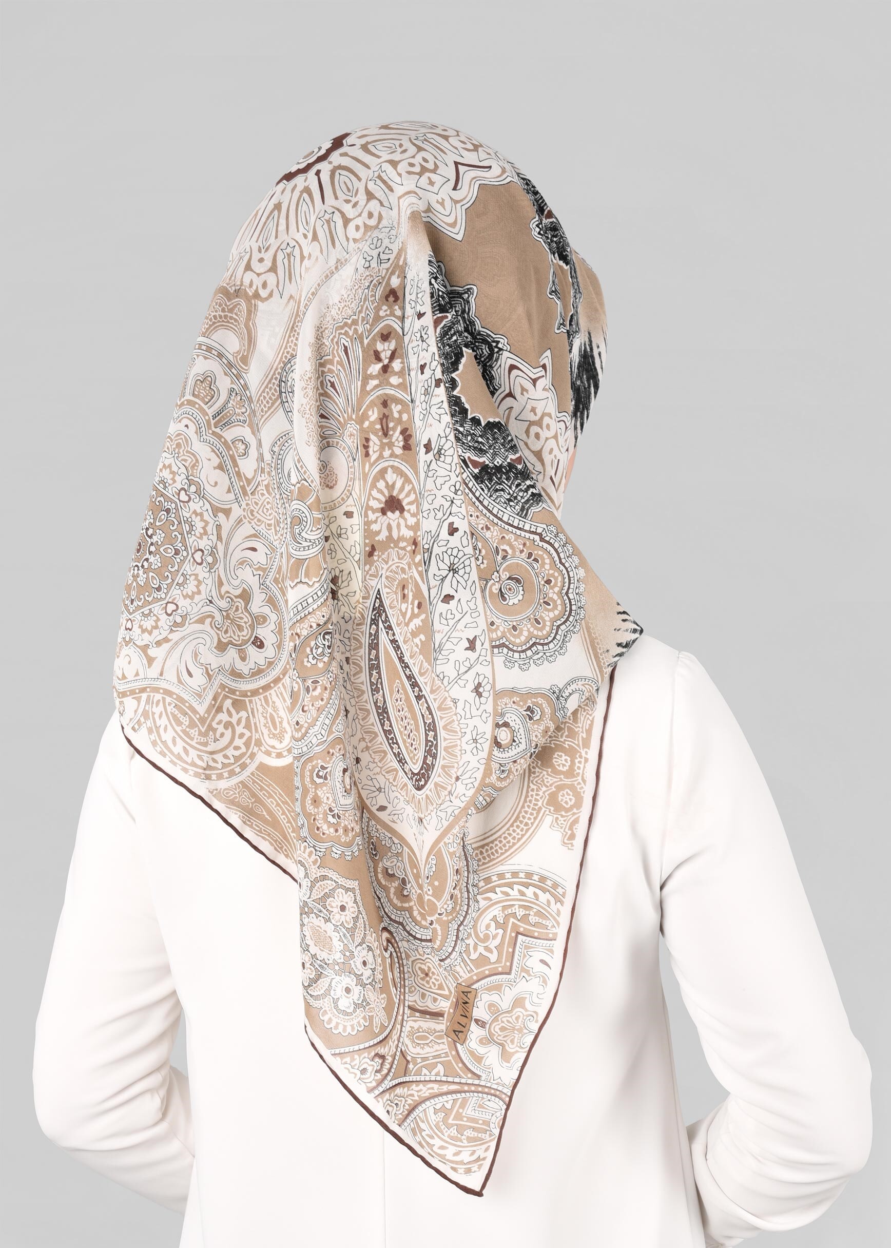 Tesettür giyim VİZON 6919 ALVİNA KREP ŞİFON EŞARP