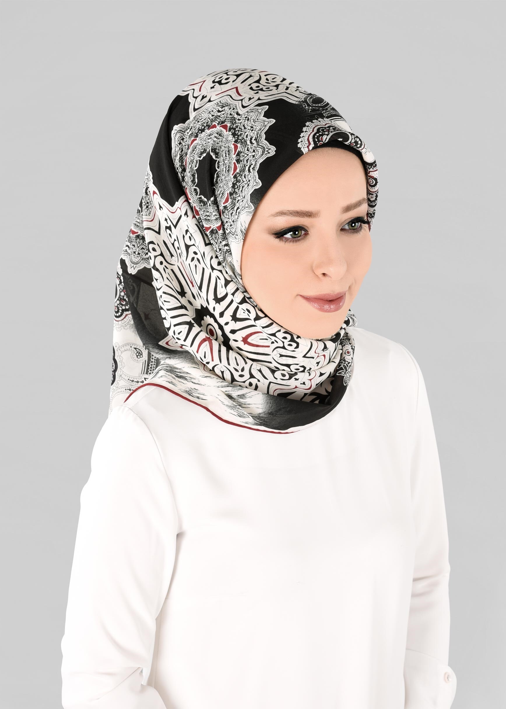Tesettür giyim SİYAH 6919 ALVİNA KREP ŞİFON EŞARP