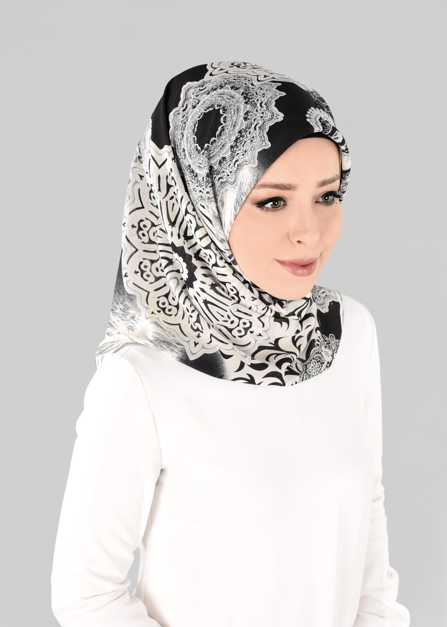 Tesettür giyim SİYAH 6919 ALVİNA KREP ŞİFON EŞARP