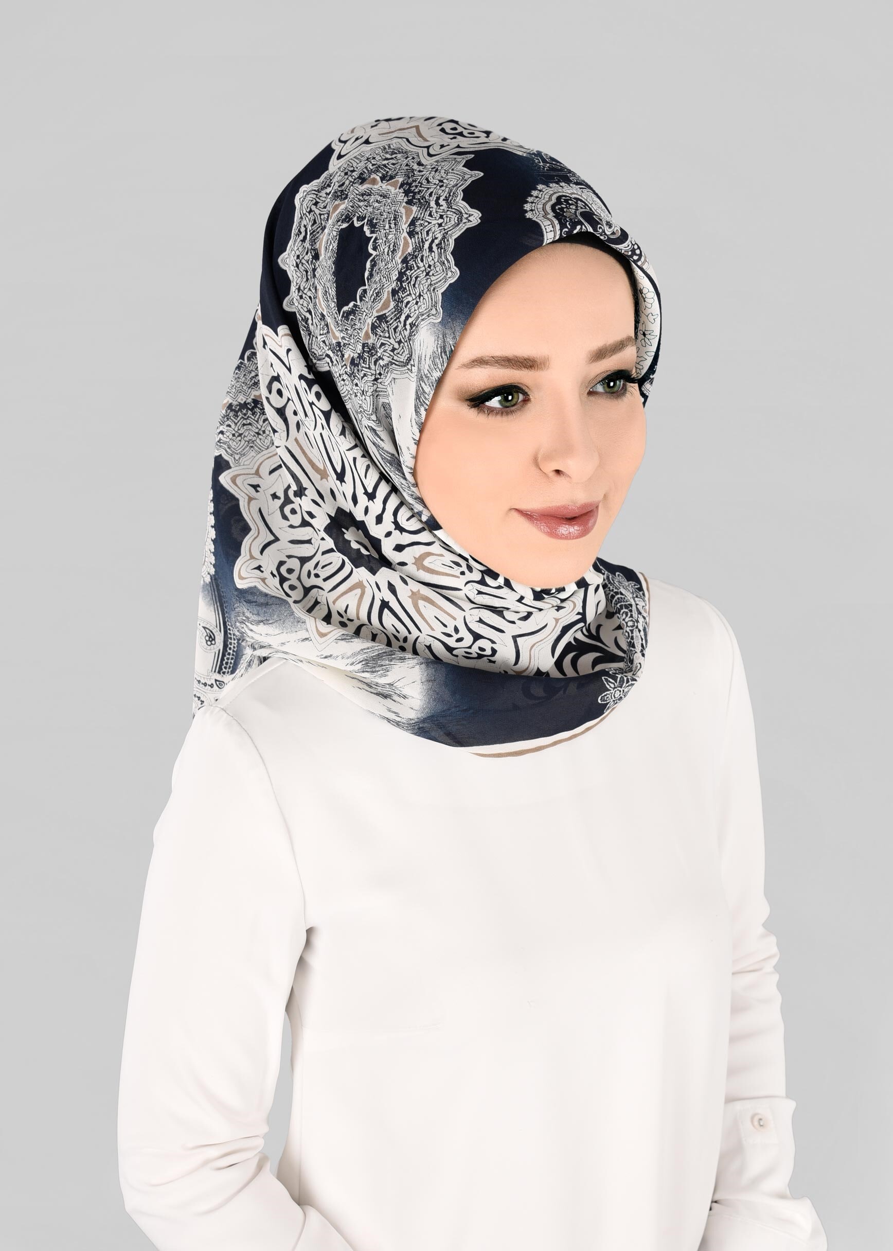 Tesettür giyim LACİVERT 6919 ALVİNA KREP ŞİFON EŞARP