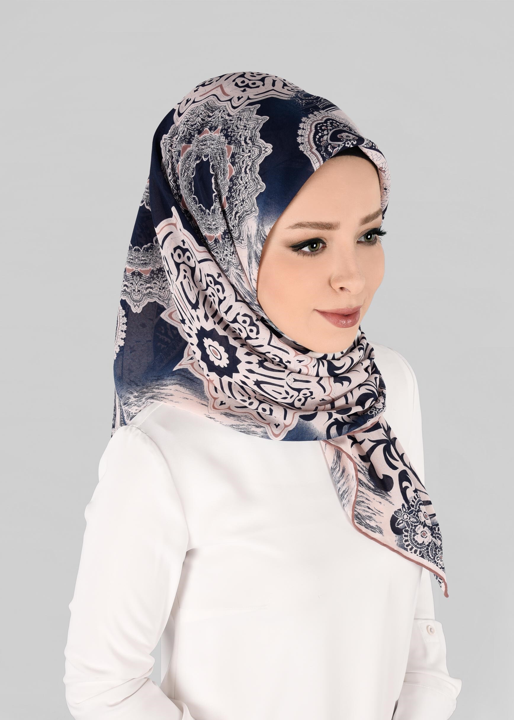 Tesettür giyim LACİVERT 6919 ALVİNA KREP ŞİFON EŞARP